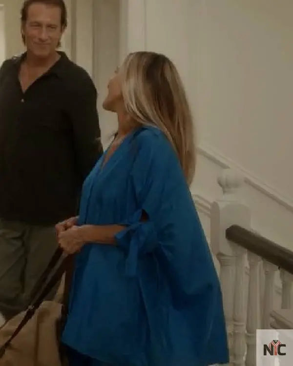 And Just Like That Sarah Jessica Parker Blue Shirt Dresses Clanton Jacket