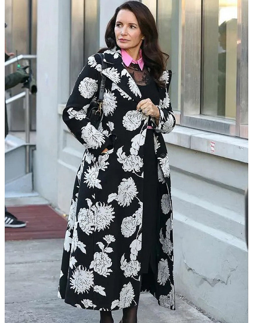 And Just Like That S02 Kristin Davis Floral Trench Coat Clanton Jacket