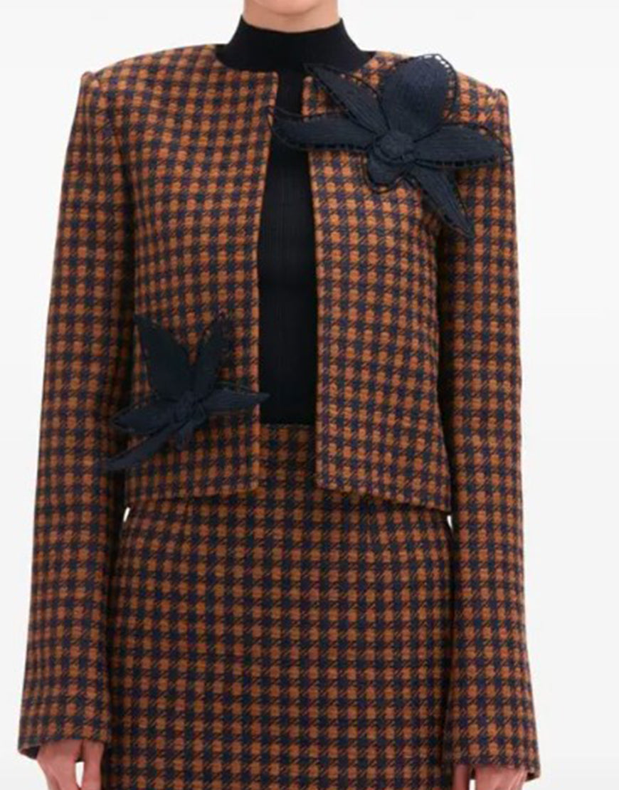 And Just Like That S03 Charlotte York Checked Orchid Jacket Clanton Jacket
