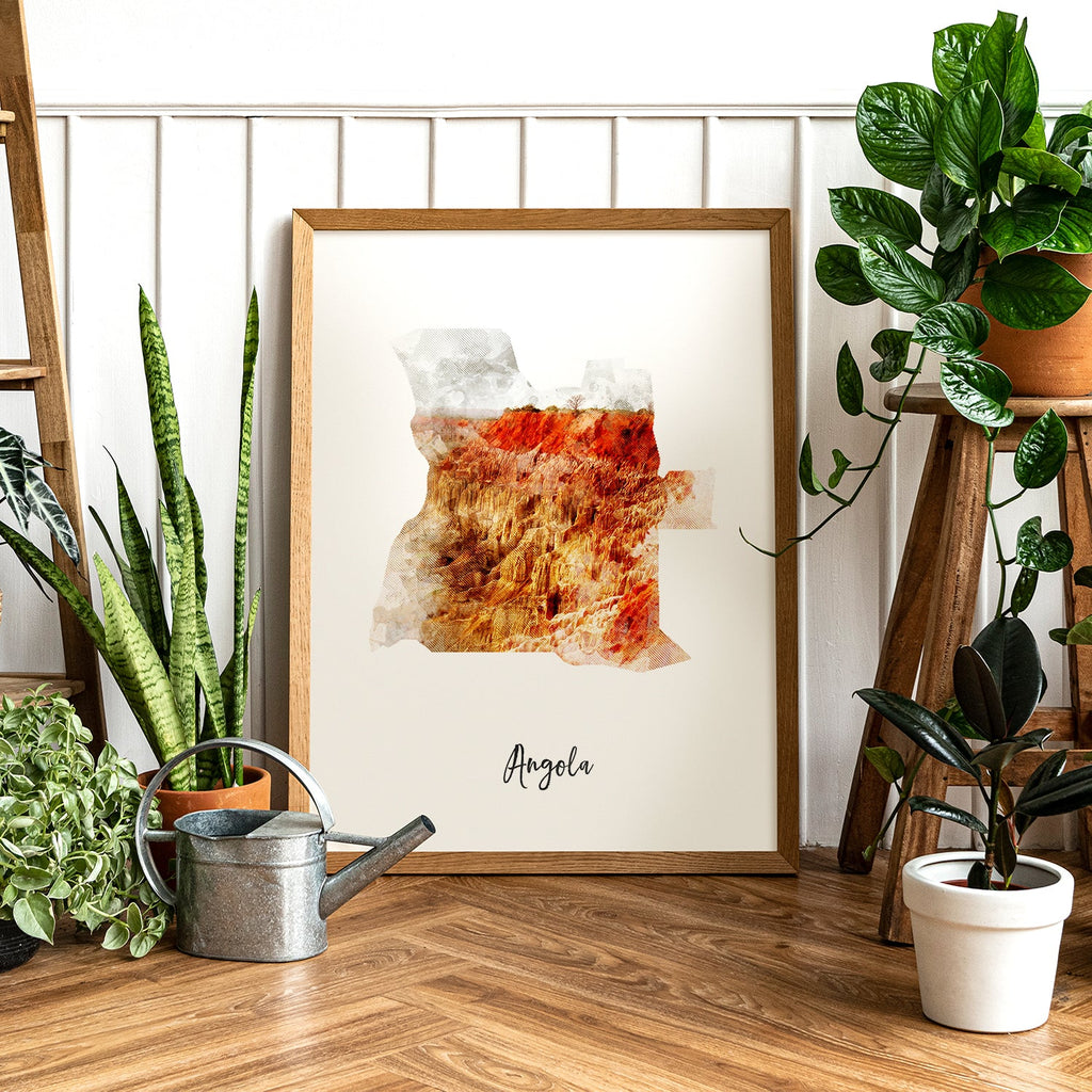 Angola Watercolor Map