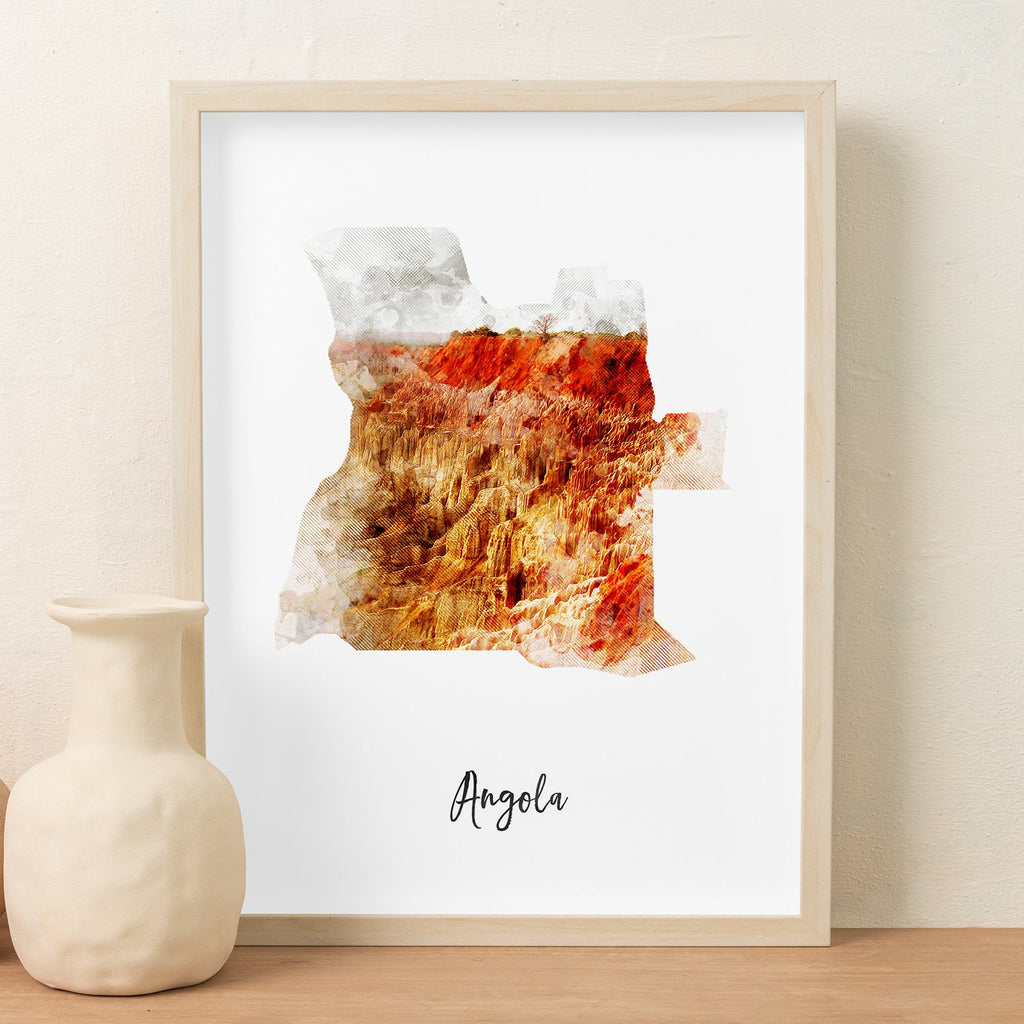 Angola Watercolor Map