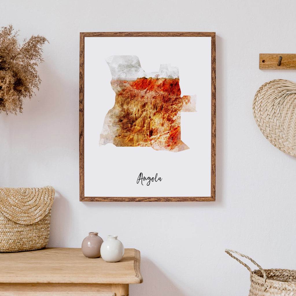 Angola Watercolor Map