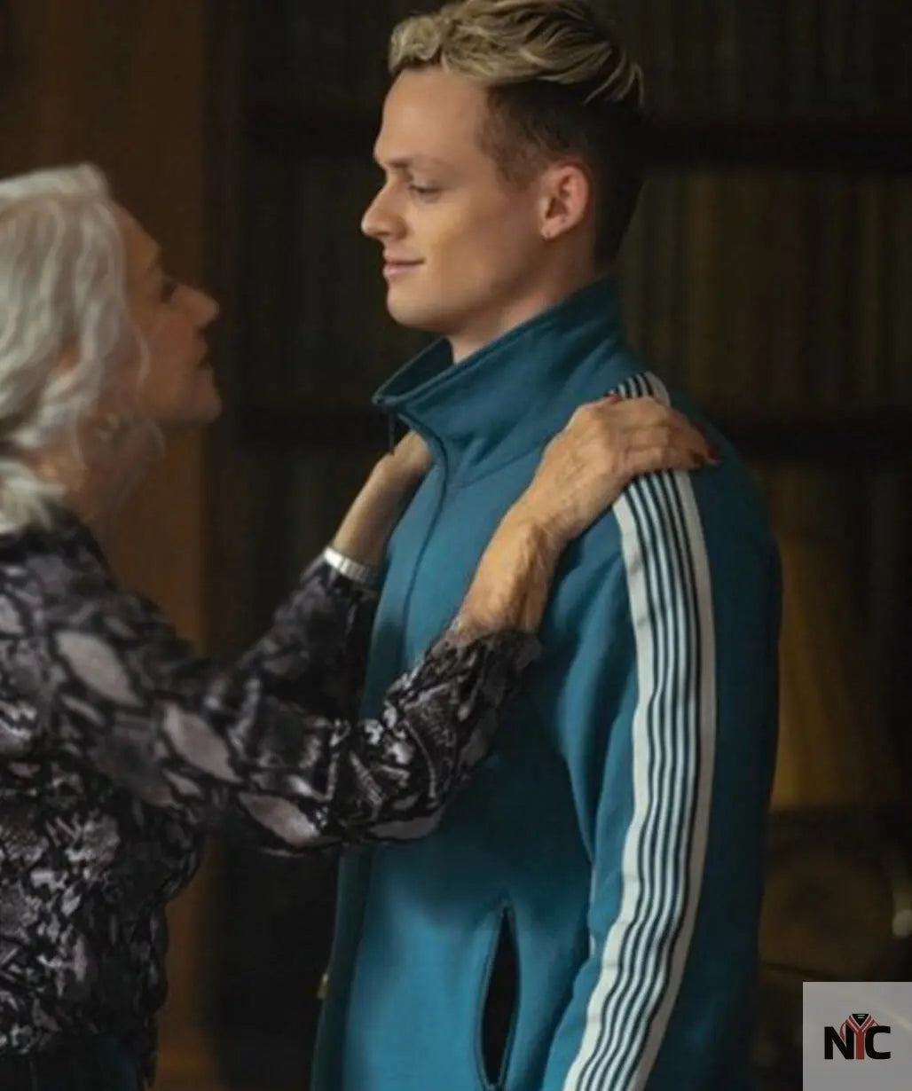 Anson Boon MobLand 2025 Eddie Harrigan Blue Tracksuit Clanton Jacket