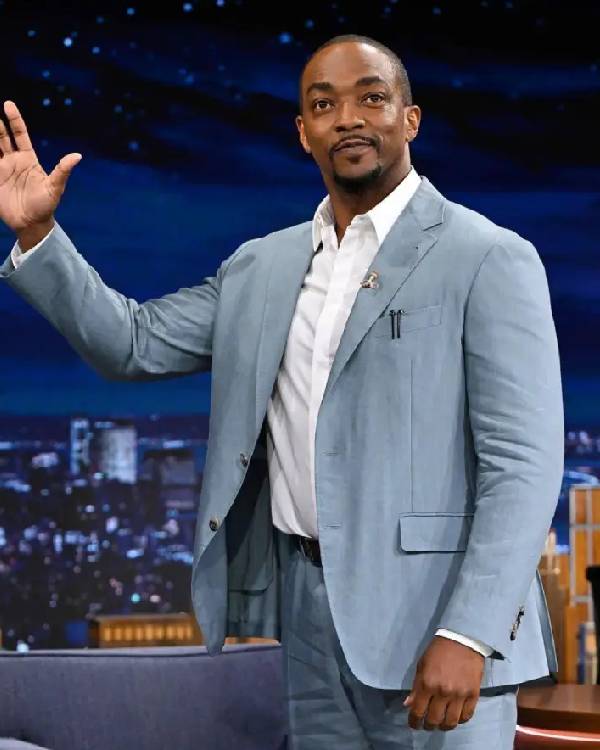 Anthony Mackie The Tonight Show Starring Jimmy Fallon S12 Blazer Clanton Jacket