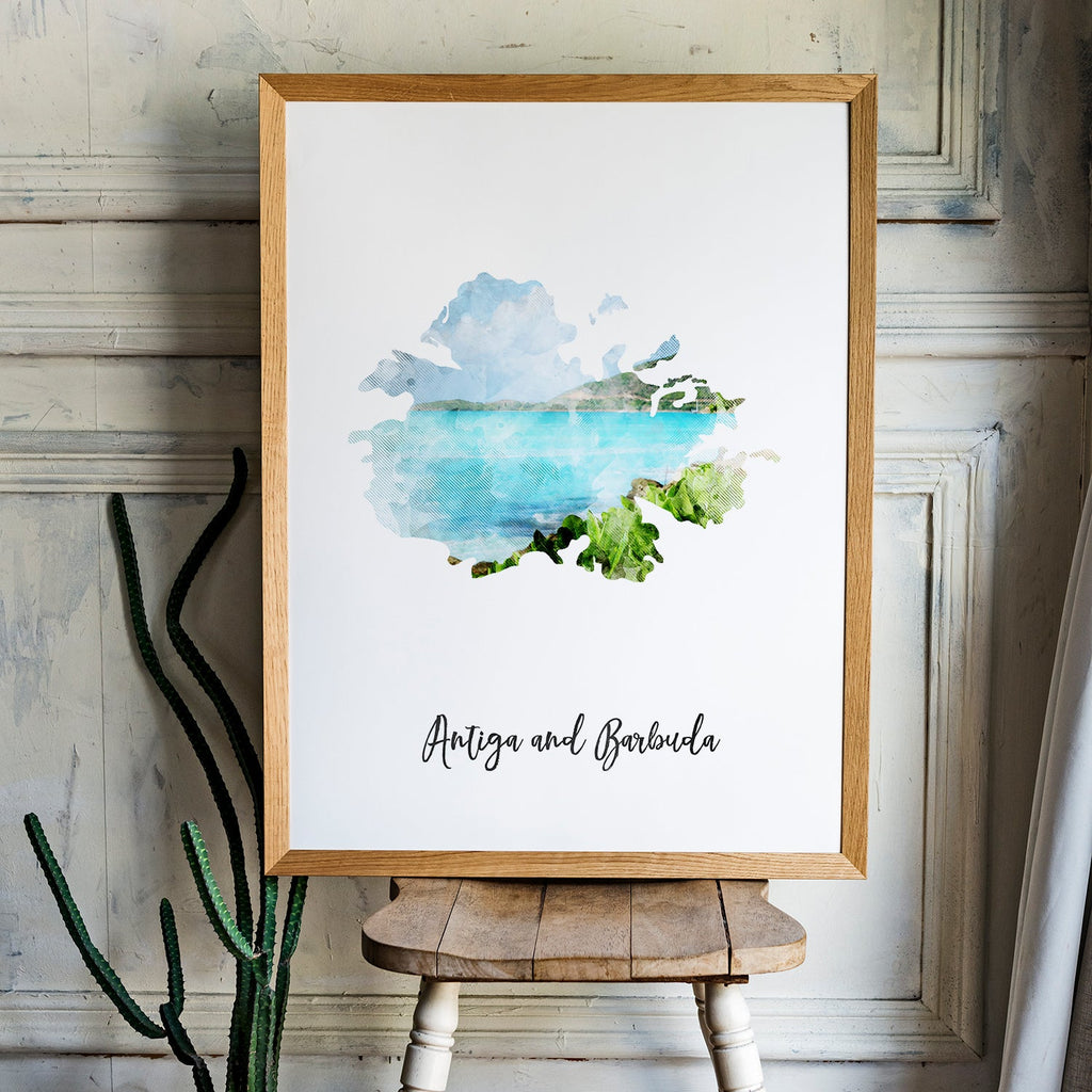 Antigua And Barbuda Watercolor Map