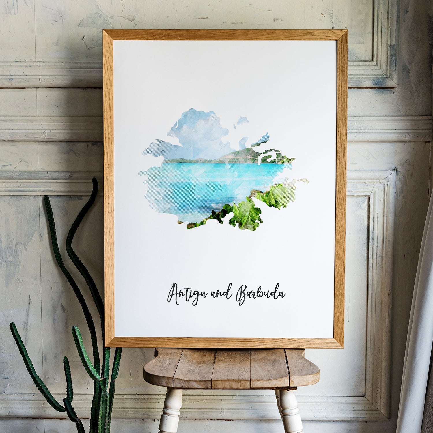 Antigua And Barbuda Watercolor Map