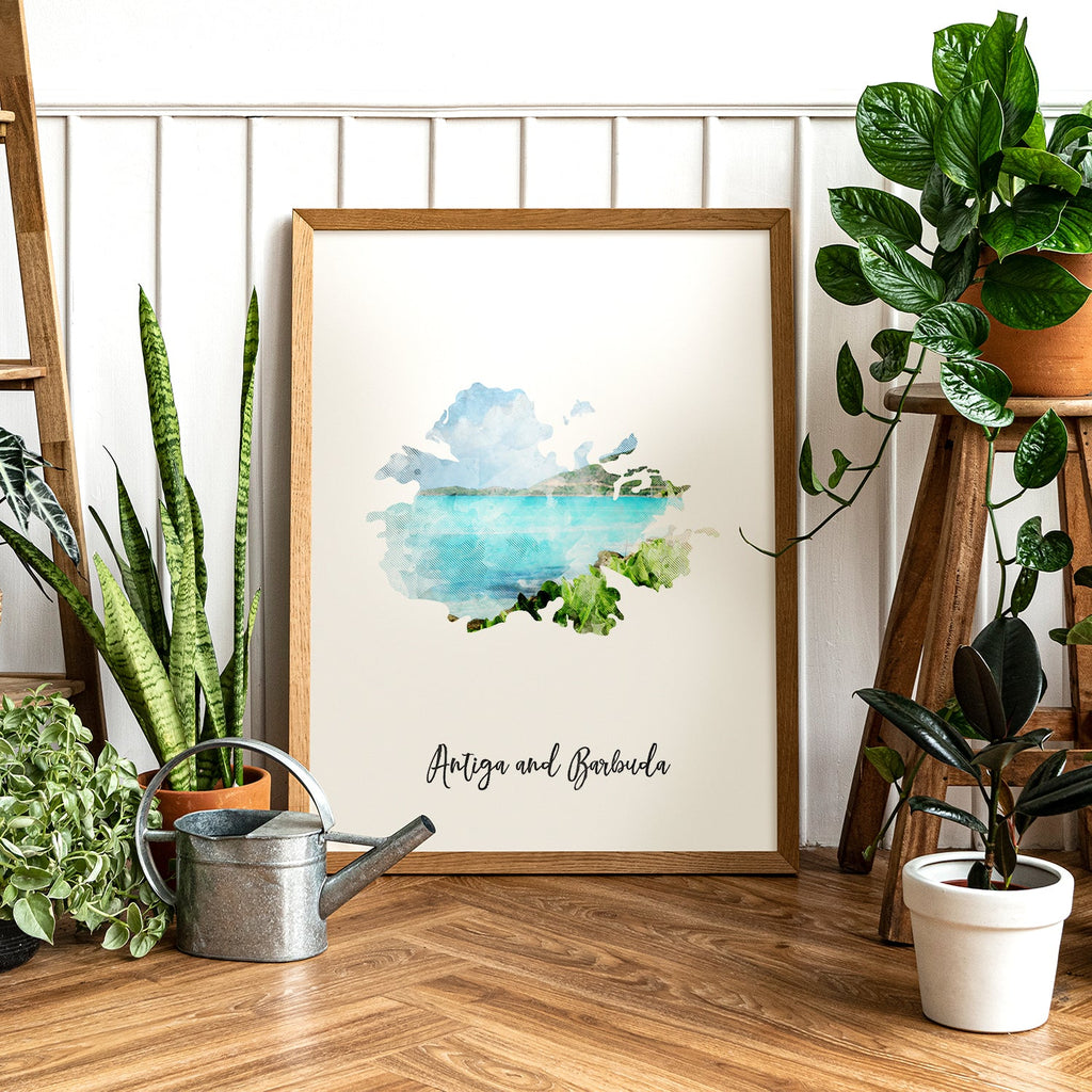Antigua And Barbuda Watercolor Map
