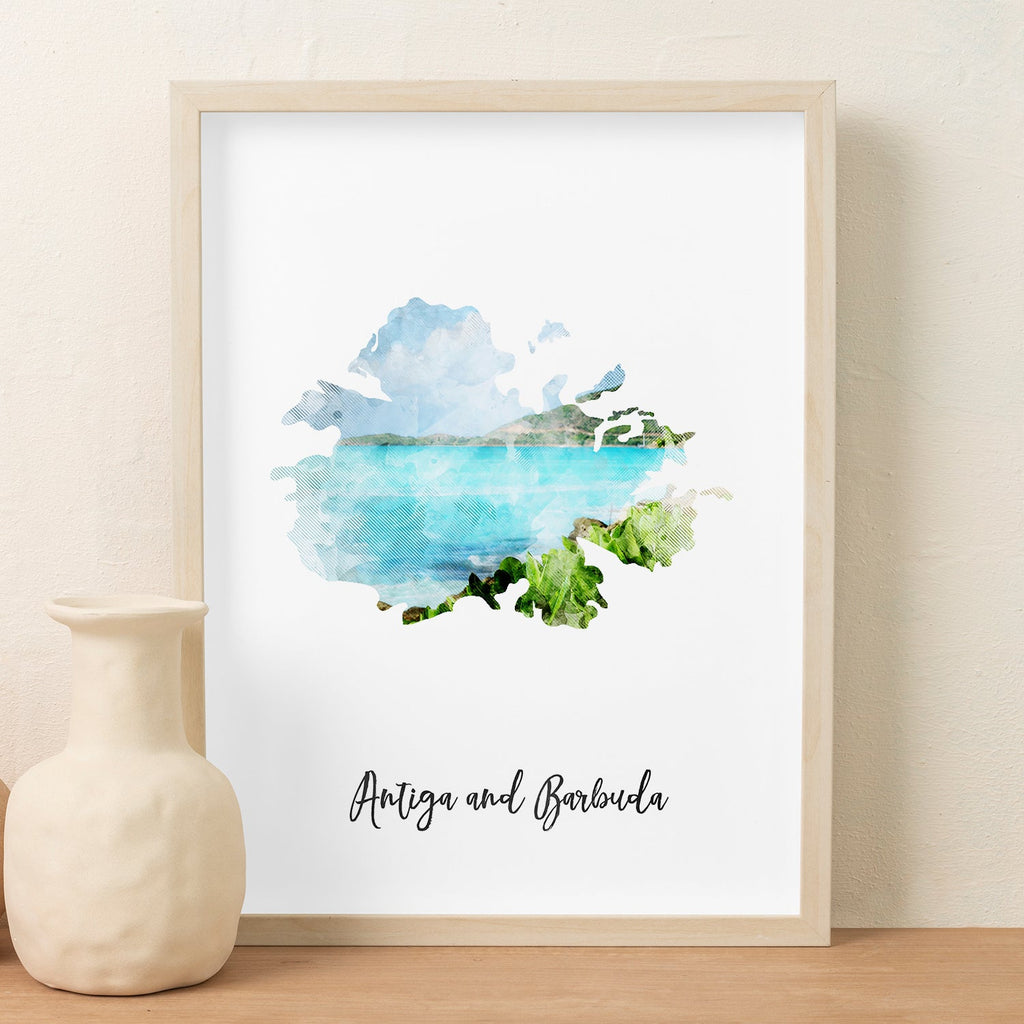 Antigua And Barbuda Watercolor Map