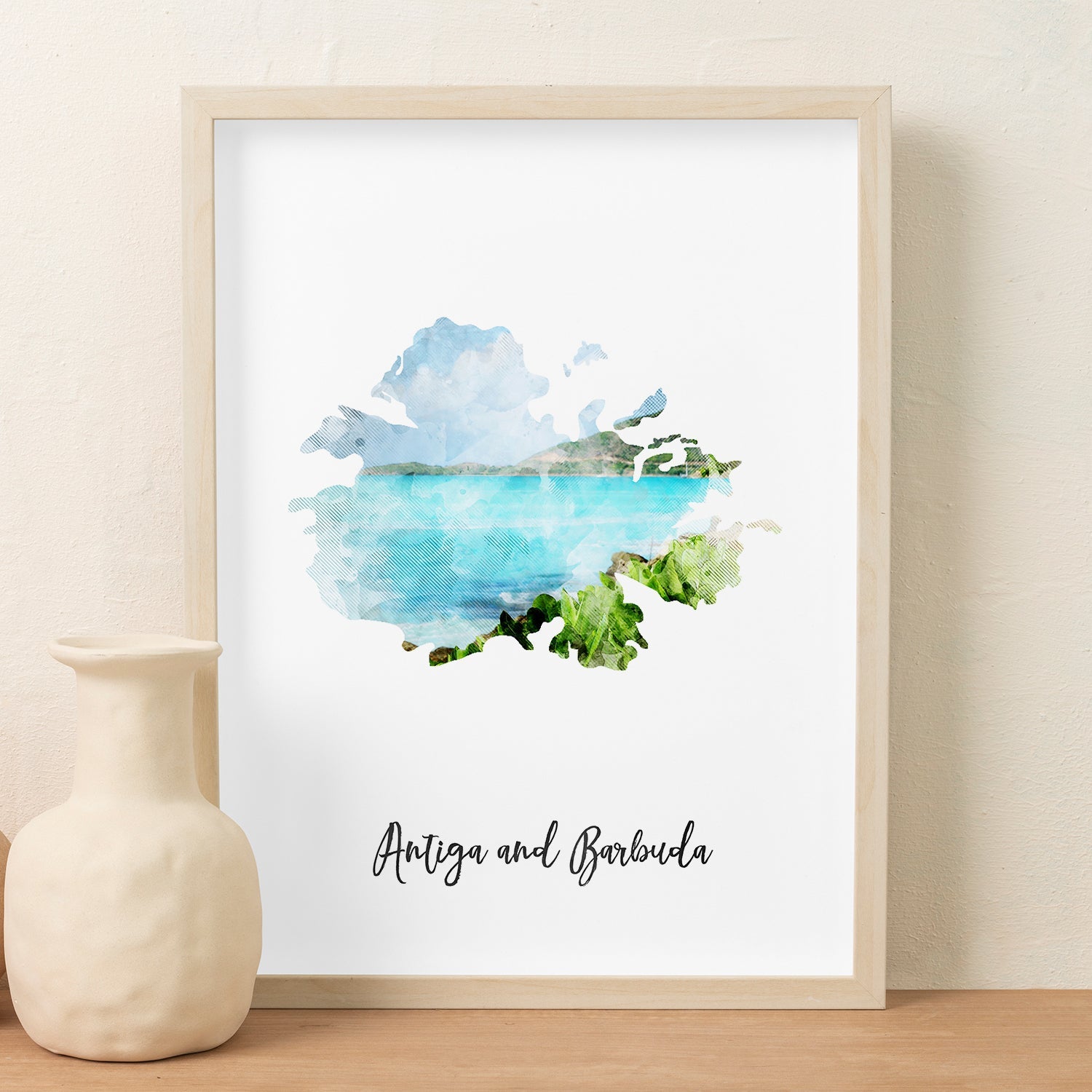 Antigua And Barbuda Watercolor Map