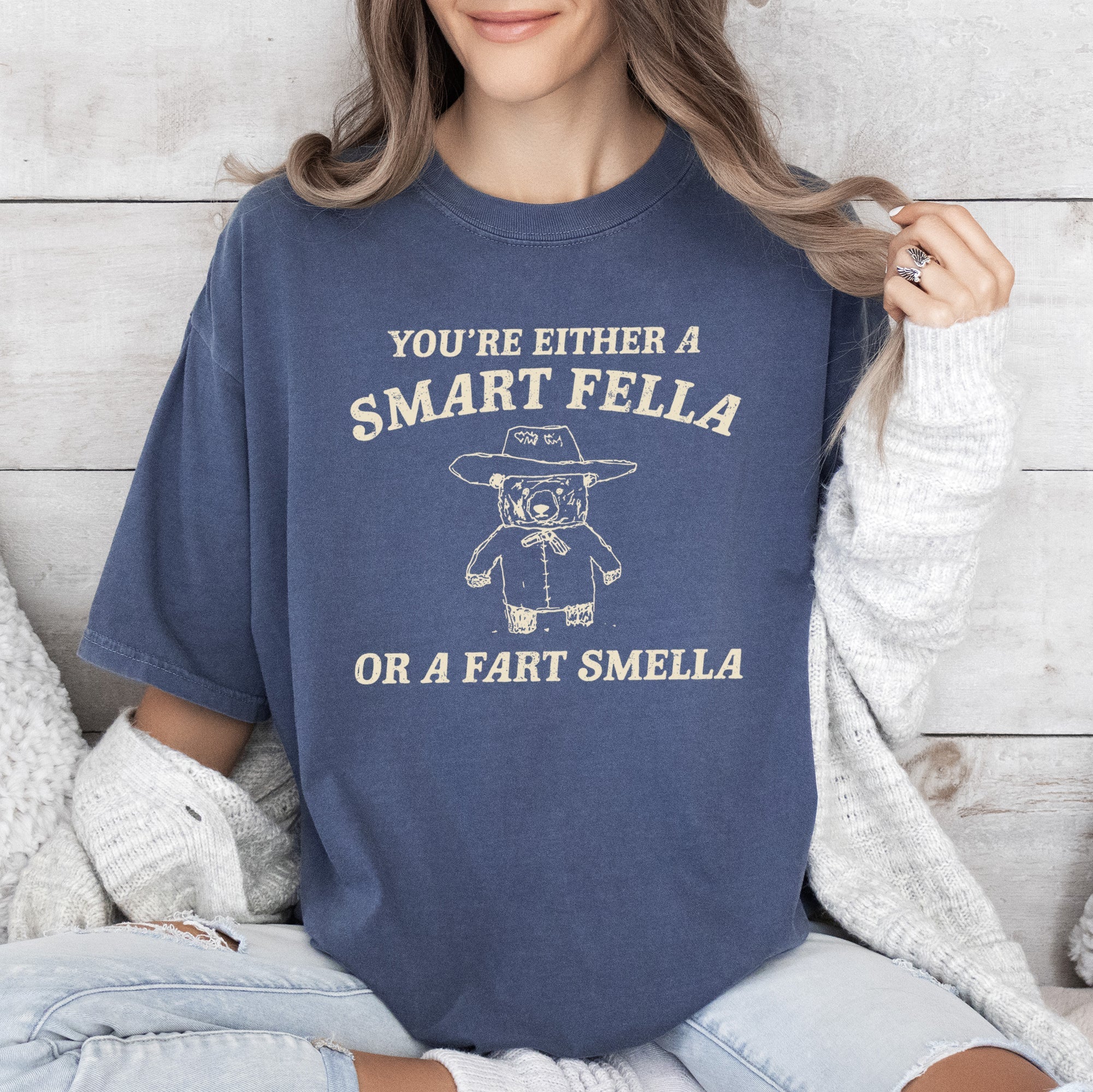 Are You A Smart Fella Or Fart Smella, Bear, Funny, Aesthetic Meme, Comfort Colors Tshirt