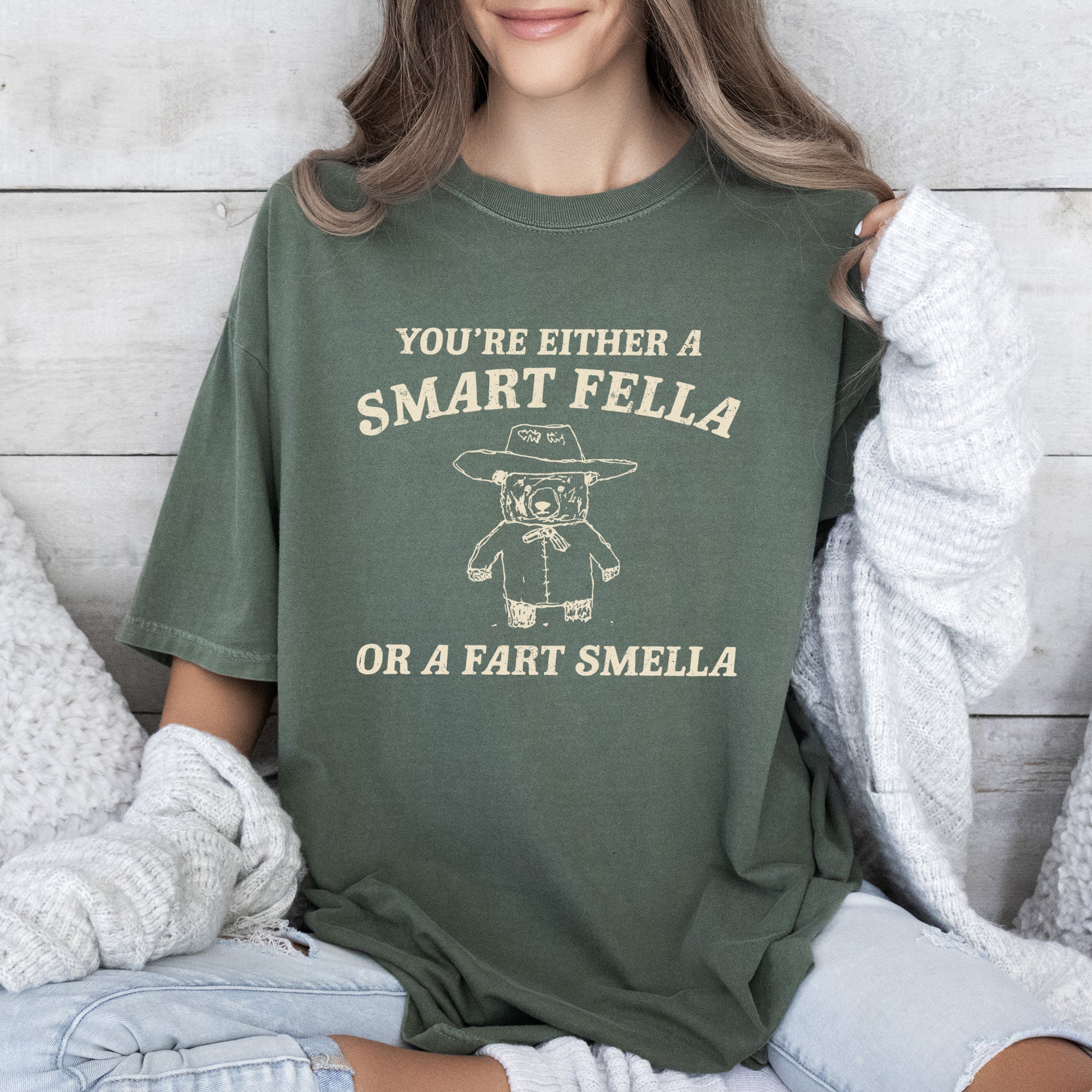 Are You A Smart Fella Or Fart Smella, Bear, Funny, Aesthetic Meme, Comfort Colors Tshirt