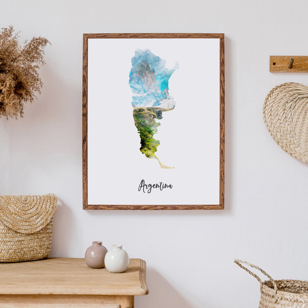 Argentina Watercolor Map