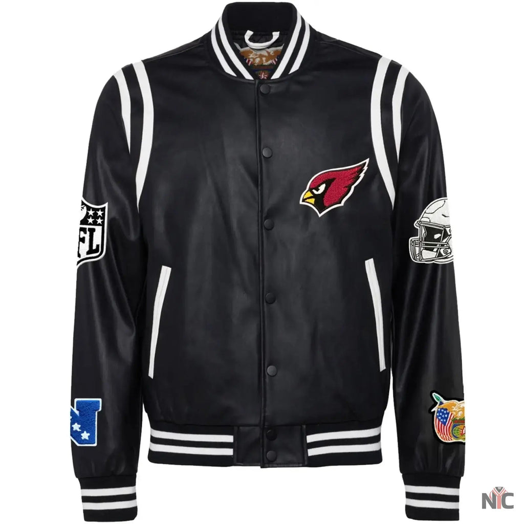 Arizona Cardinals Black Leather Varsity Jacket Clanton Jacket