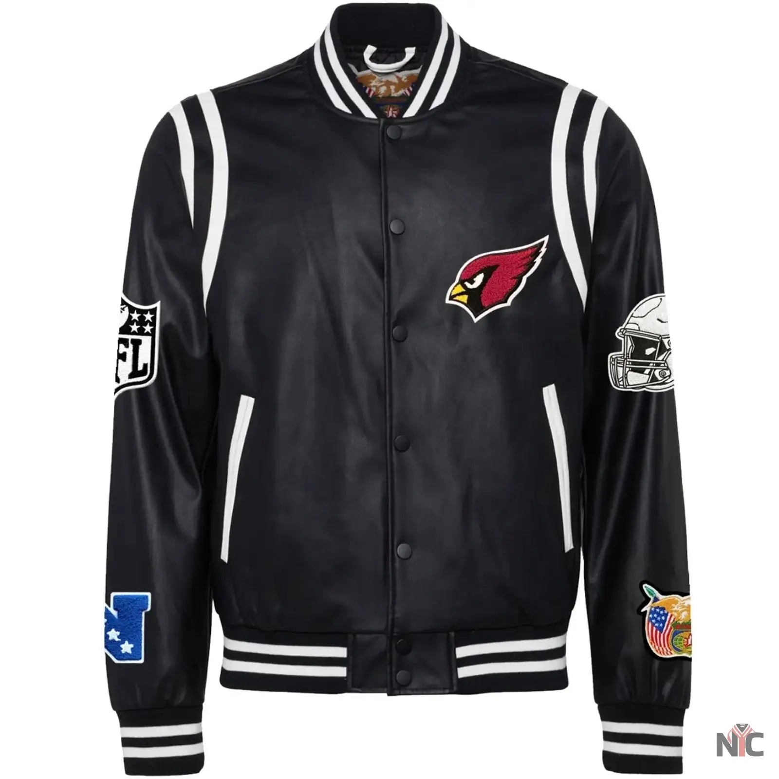 Arizona Cardinals Black Leather Varsity Jacket Clanton Jacket