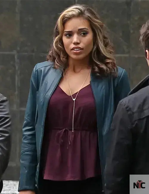 Arrow Season 4 Ciara Renée Blue Leather Jacket Clanton Jacket