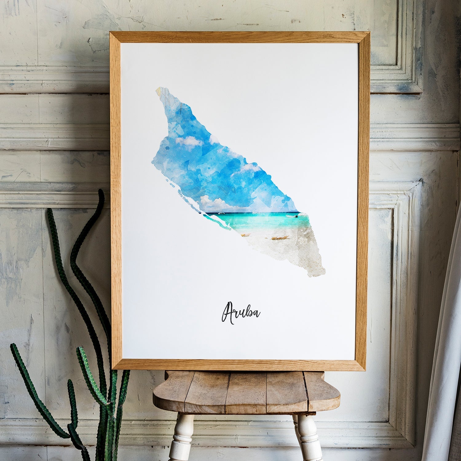 Aruba Watercolor Map