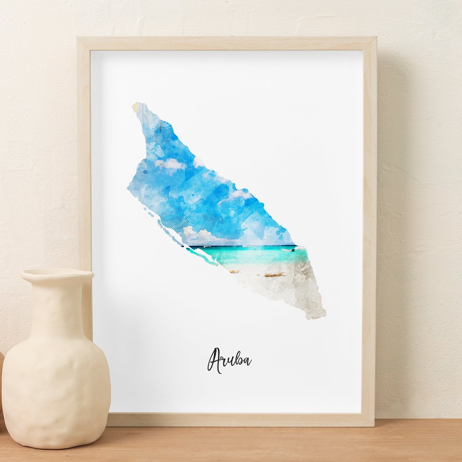 Aruba Watercolor Map