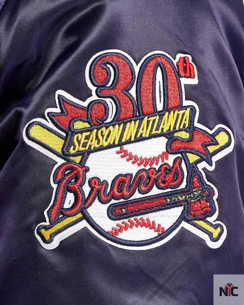 Atlanta Braves World Series Navy Varsity Satin Jacket Clanton Jacket