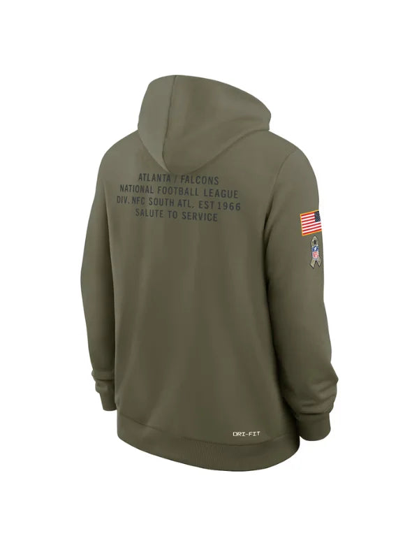 Atlanta Falcons NFL Salute to Service 2025 Olive Green Hoodie