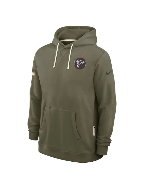 Atlanta Falcons NFL Salute to Service 2025 Olive Green Hoodie