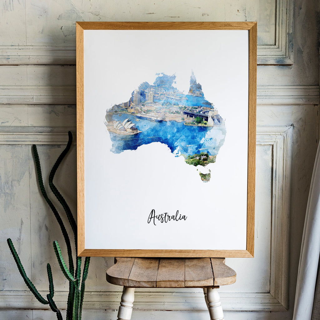 Australia Watercolor Map
