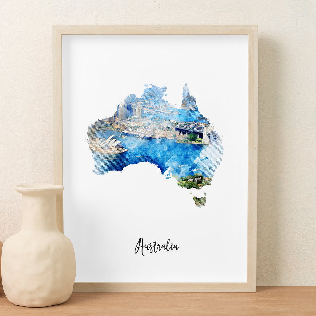 Australia Watercolor Map