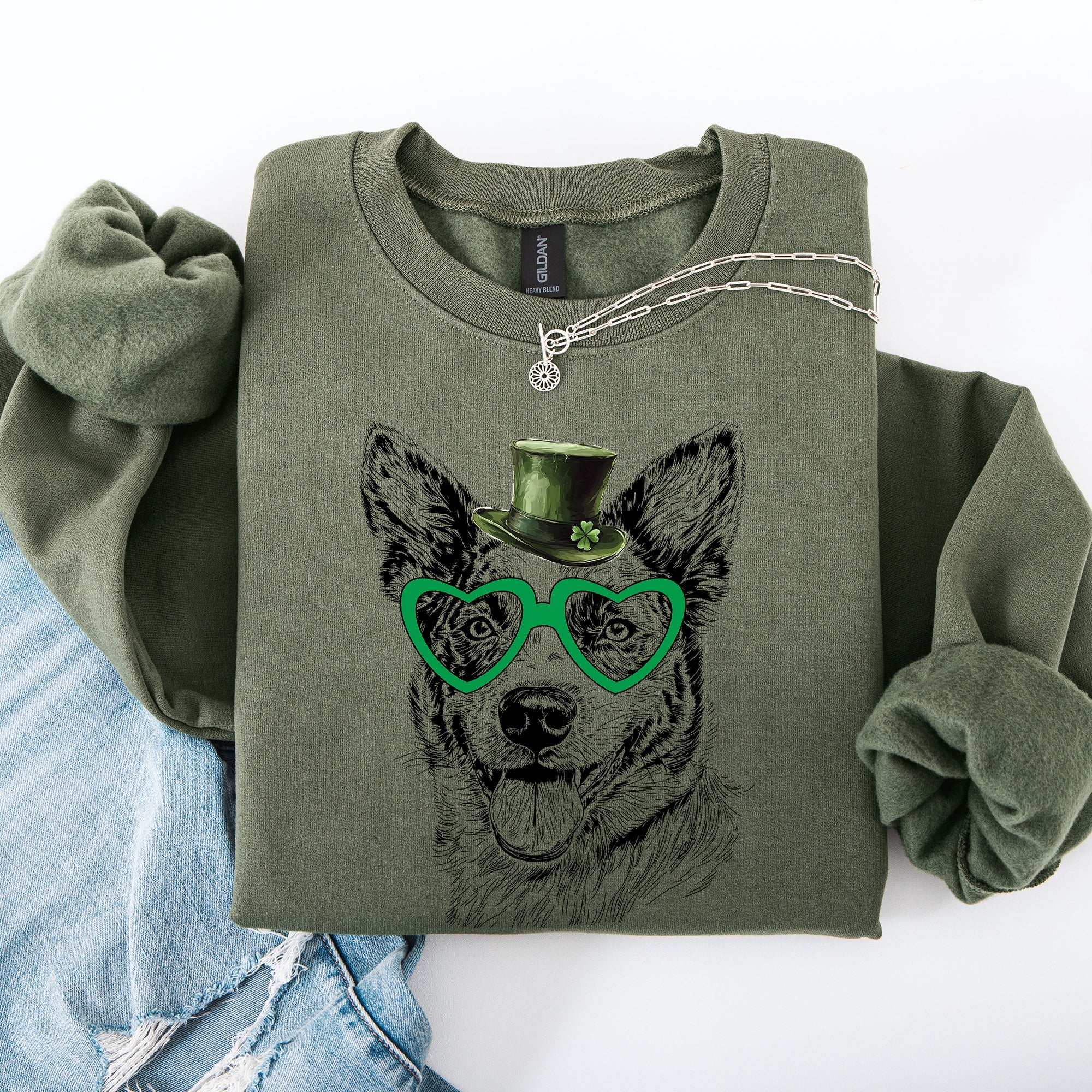 Australian Cattle, Blue Heeler, Adorable Dog, St Patrick's Day, Lucky, Irish Sweatshirt