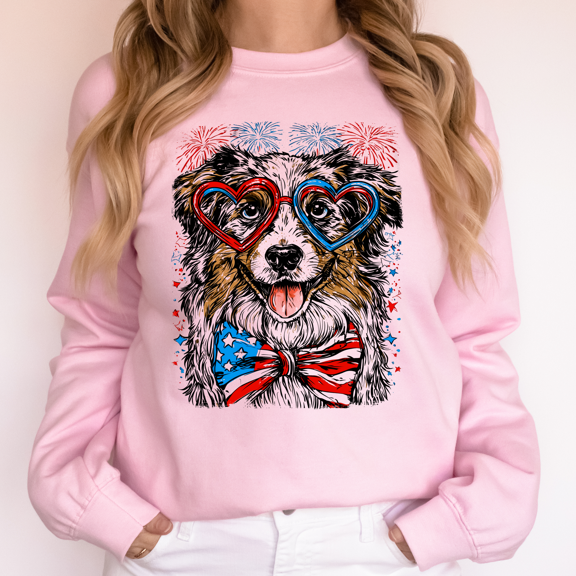 Australian Shepherd Patriotic Dog, USA, America, Pet Lover, 4th of July Sweatshirt