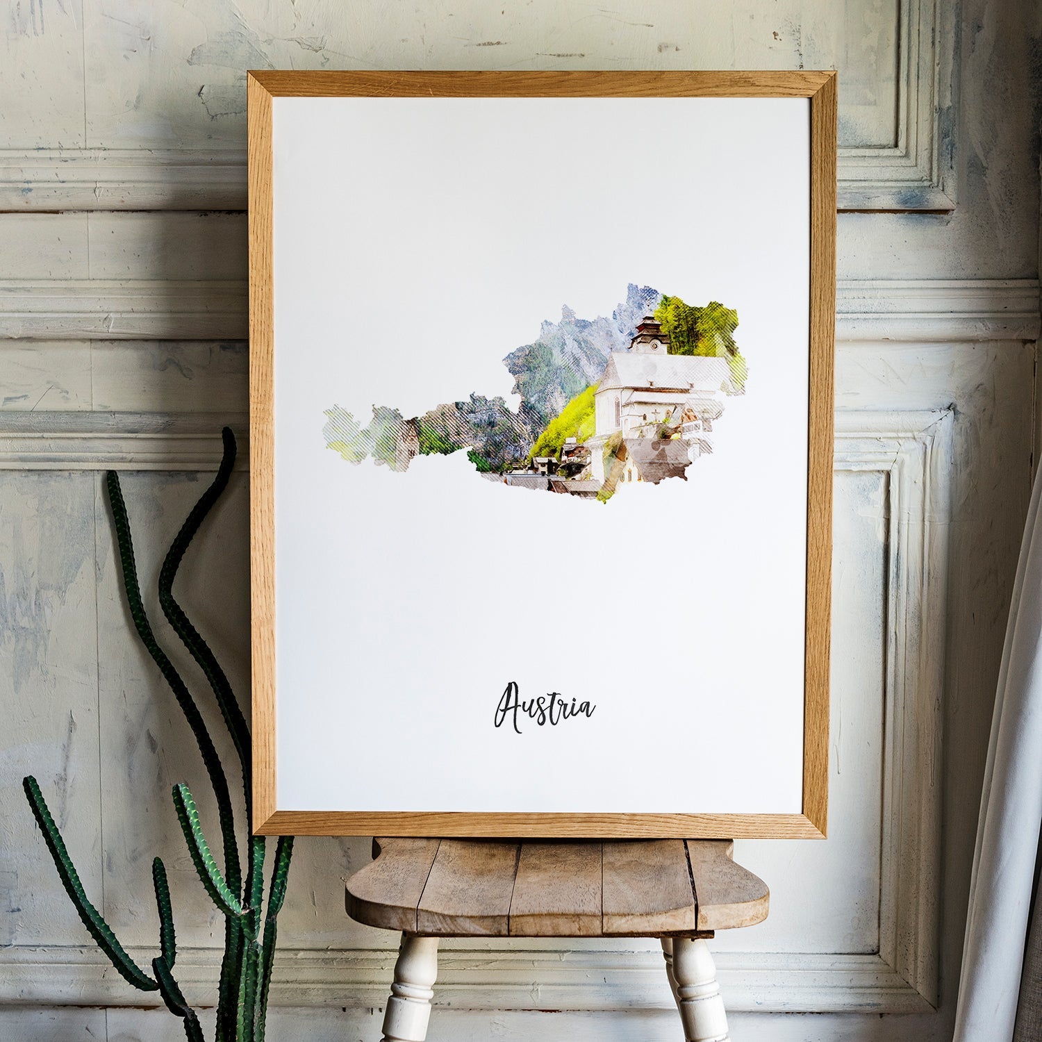 Austria Watercolor Map