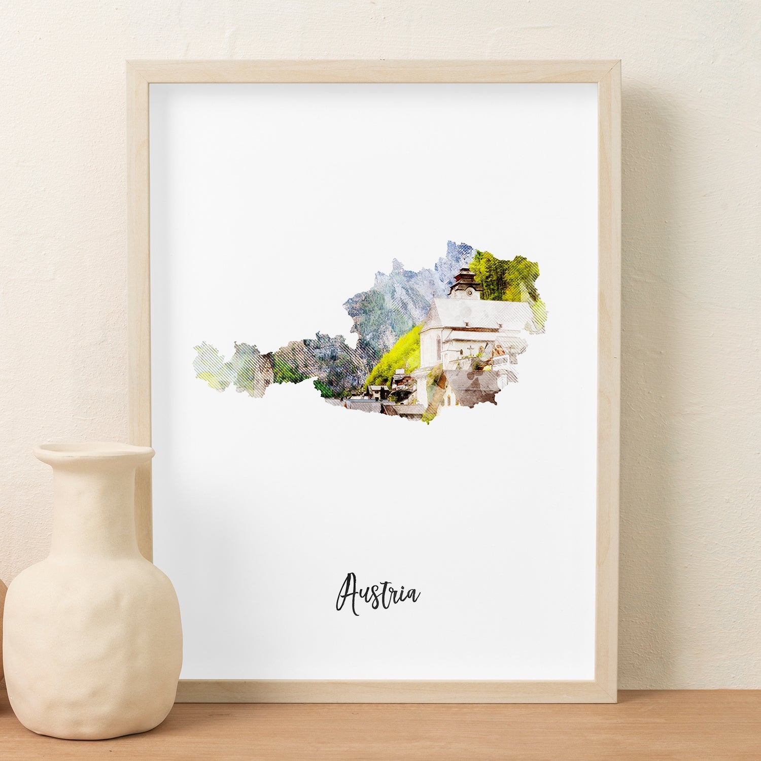Austria Watercolor Map