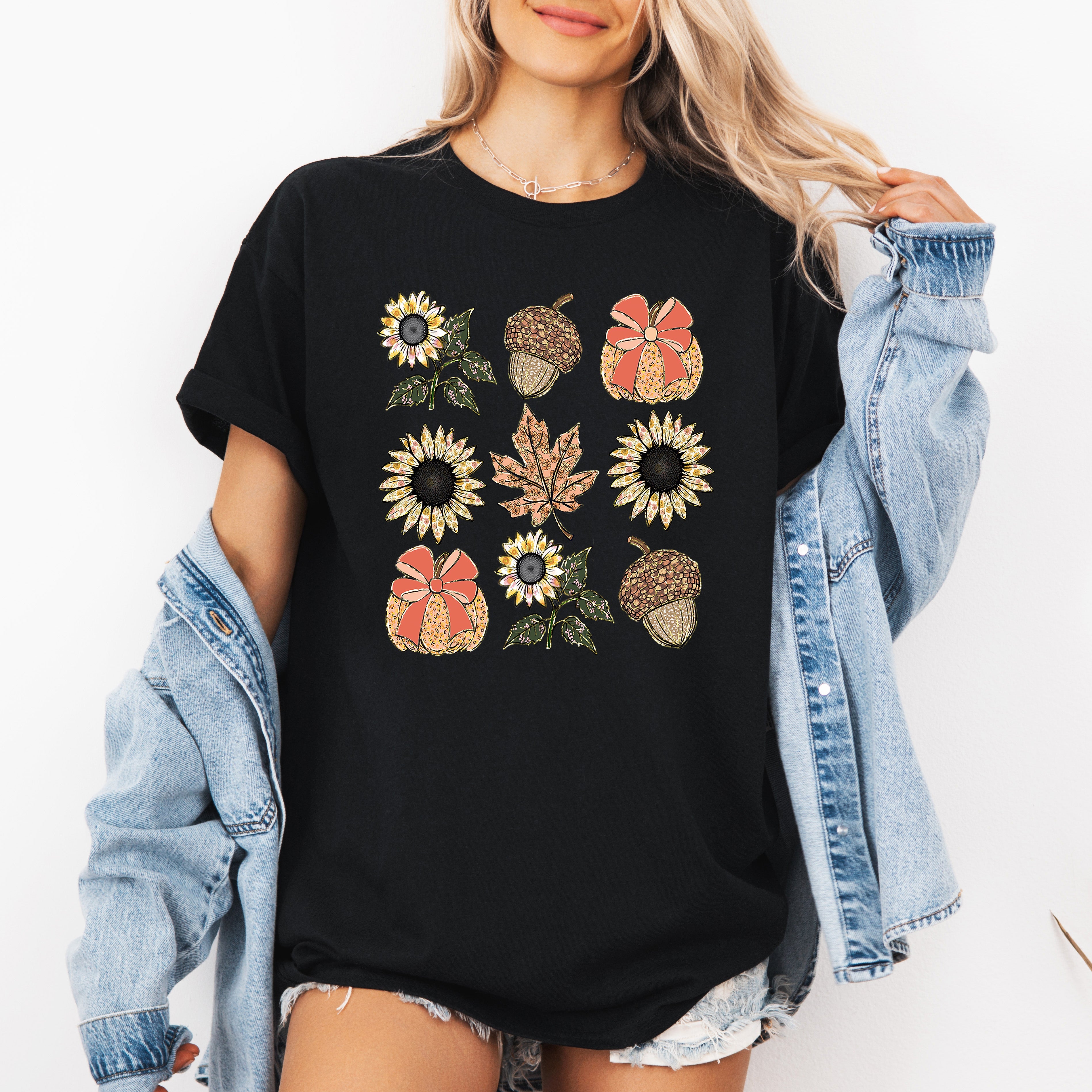 Autumn Floral, Sunflowers, Pumpkin, Fall, Tshirt
