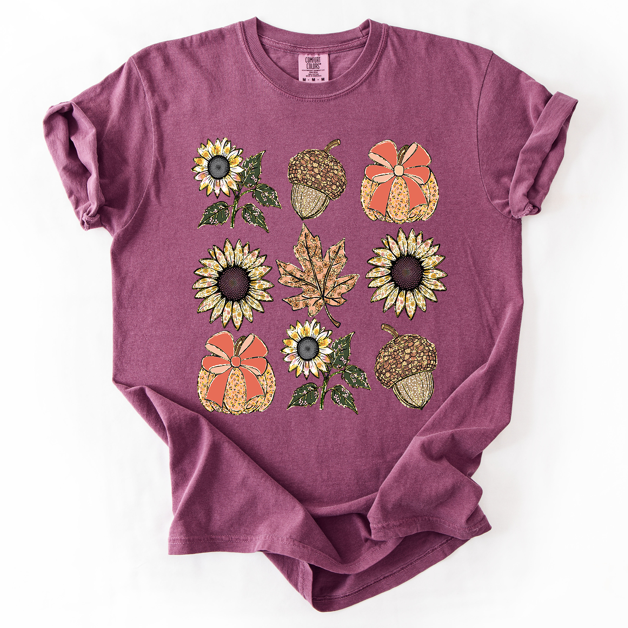 Autumn Floral, Sunflowers, Pumpkin, Fall, Comfort Colors T-Shirt