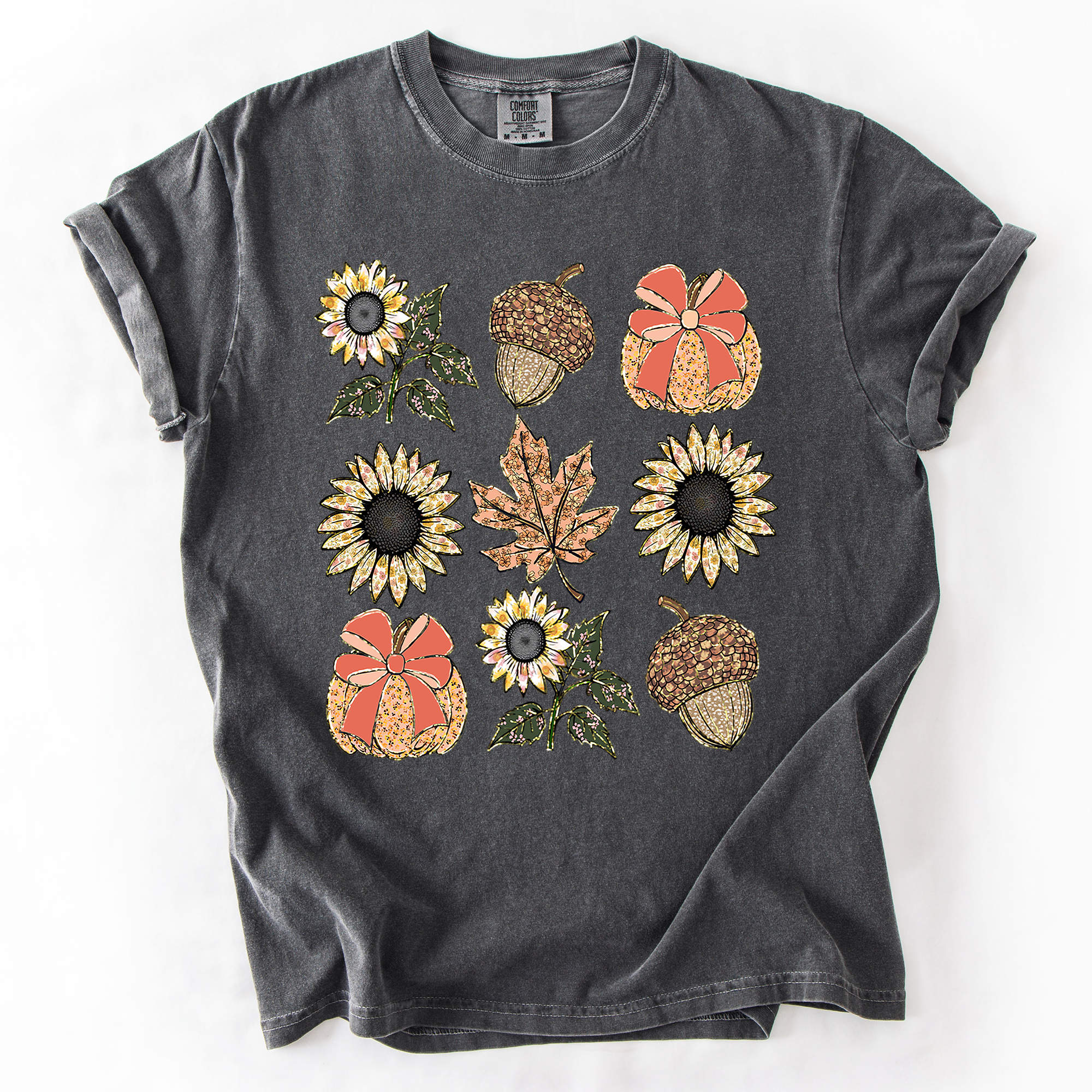 Autumn Floral, Sunflowers, Pumpkin, Fall, Comfort Colors T-Shirt
