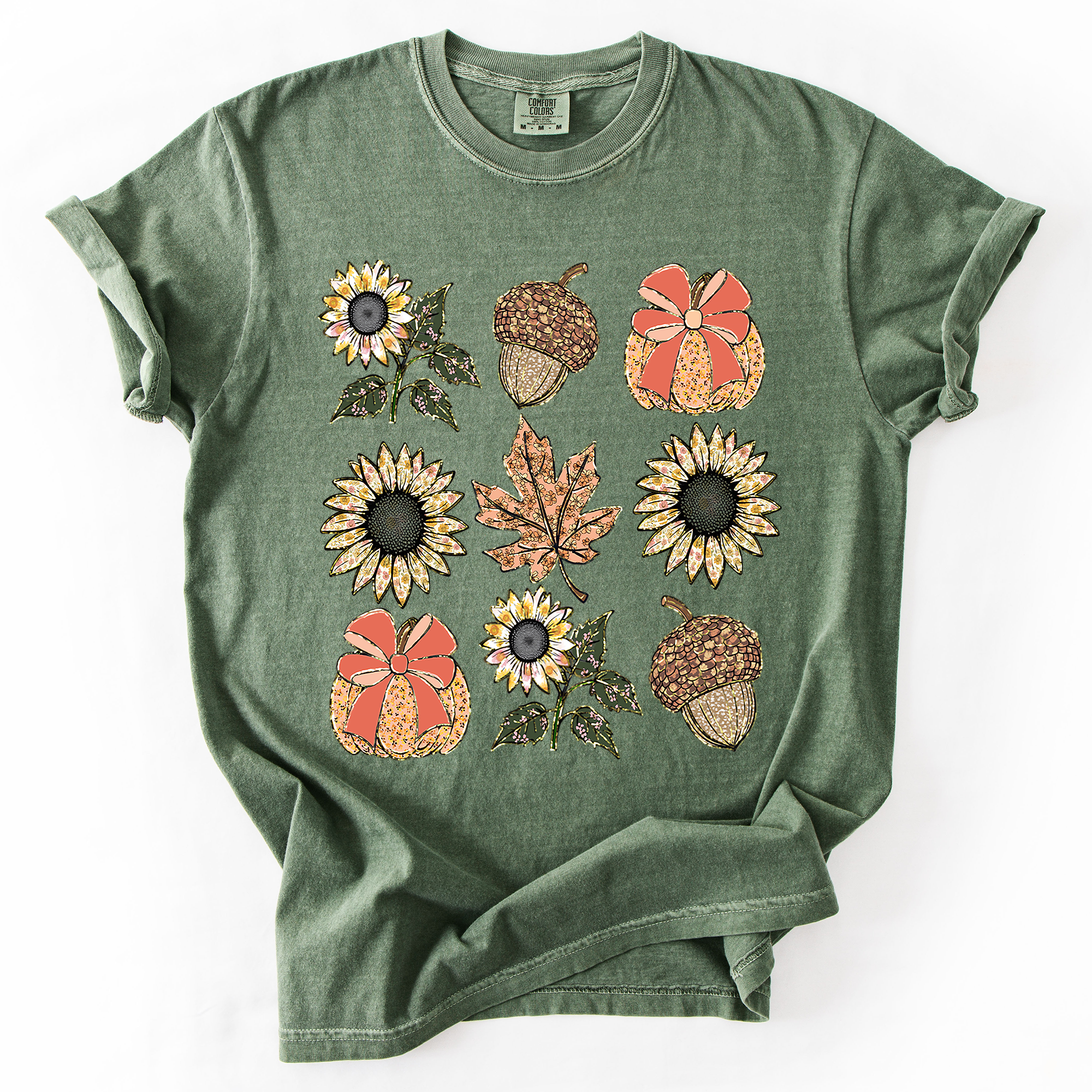 Autumn Floral, Sunflowers, Pumpkin, Fall, Comfort Colors T-Shirt