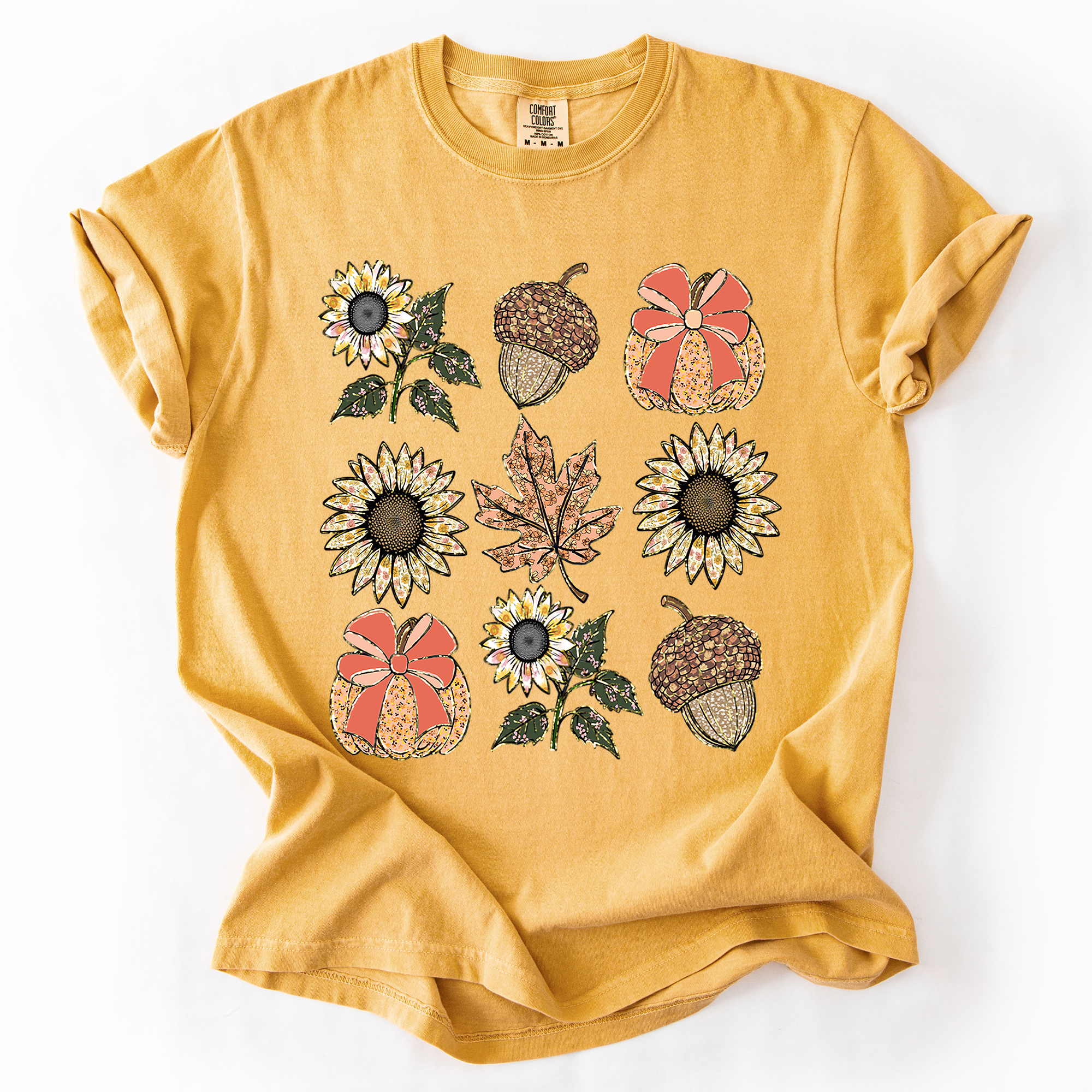 Autumn Floral, Sunflowers, Pumpkin, Fall, Comfort Colors T-Shirt