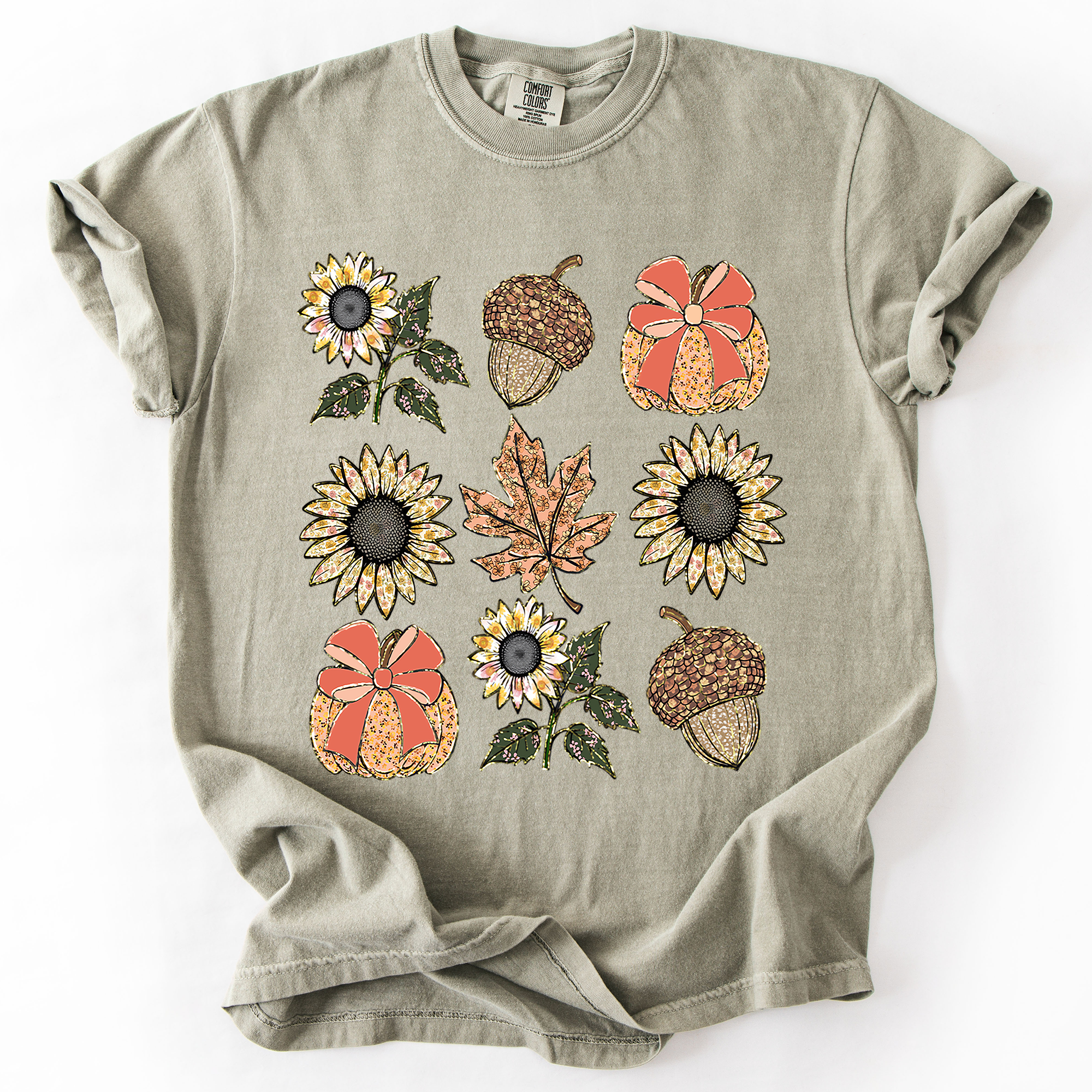 Autumn Floral, Sunflowers, Pumpkin, Fall, Comfort Colors T-Shirt