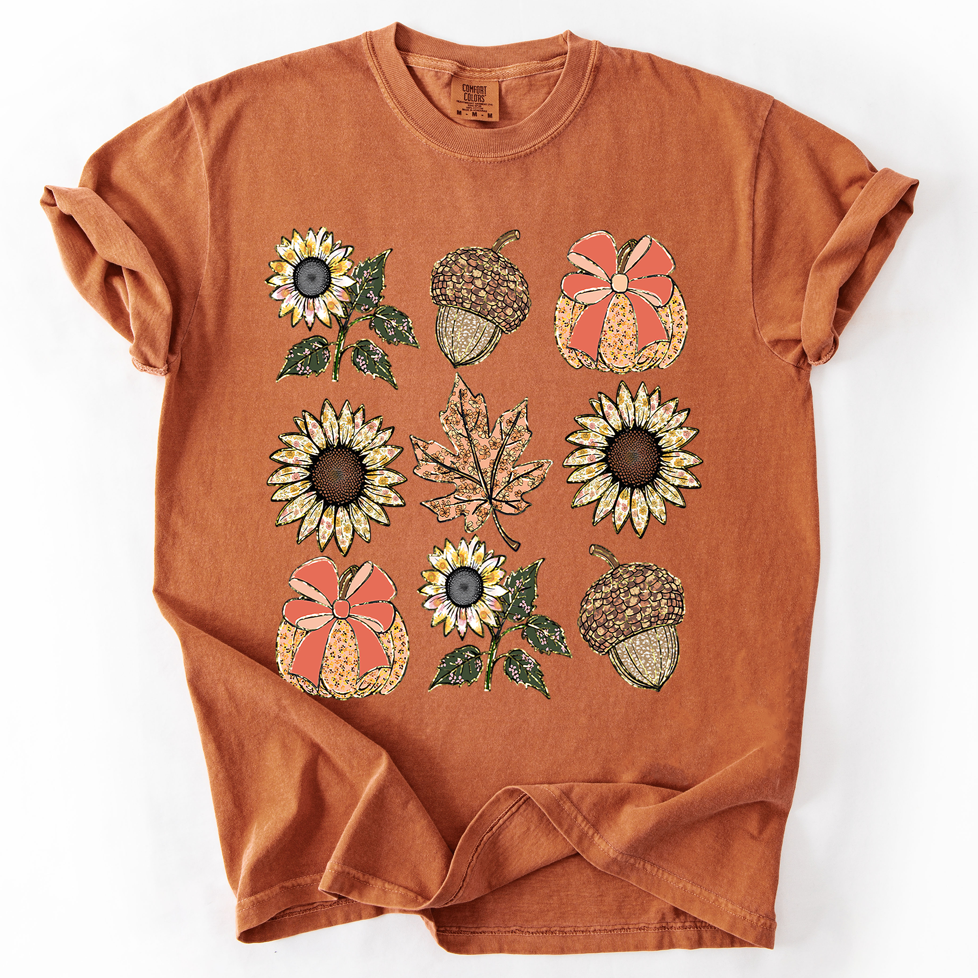 Autumn Floral, Sunflowers, Pumpkin, Fall, Comfort Colors T-Shirt