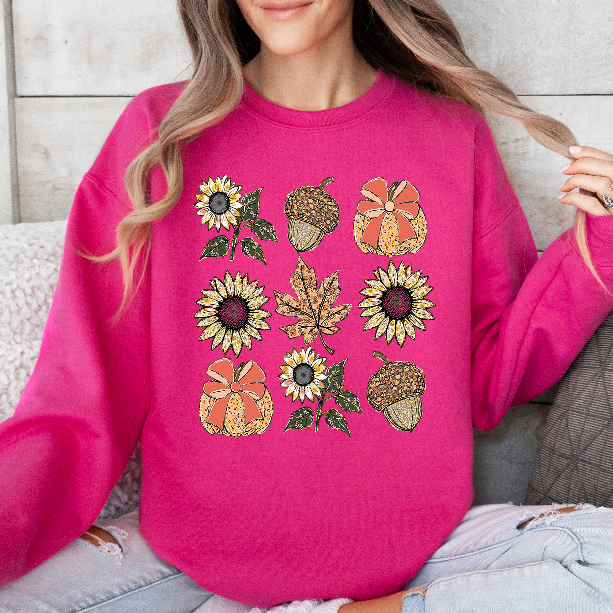 Autumn Floral, Sunflowers, Pumpkin, Fall Sweatshirt