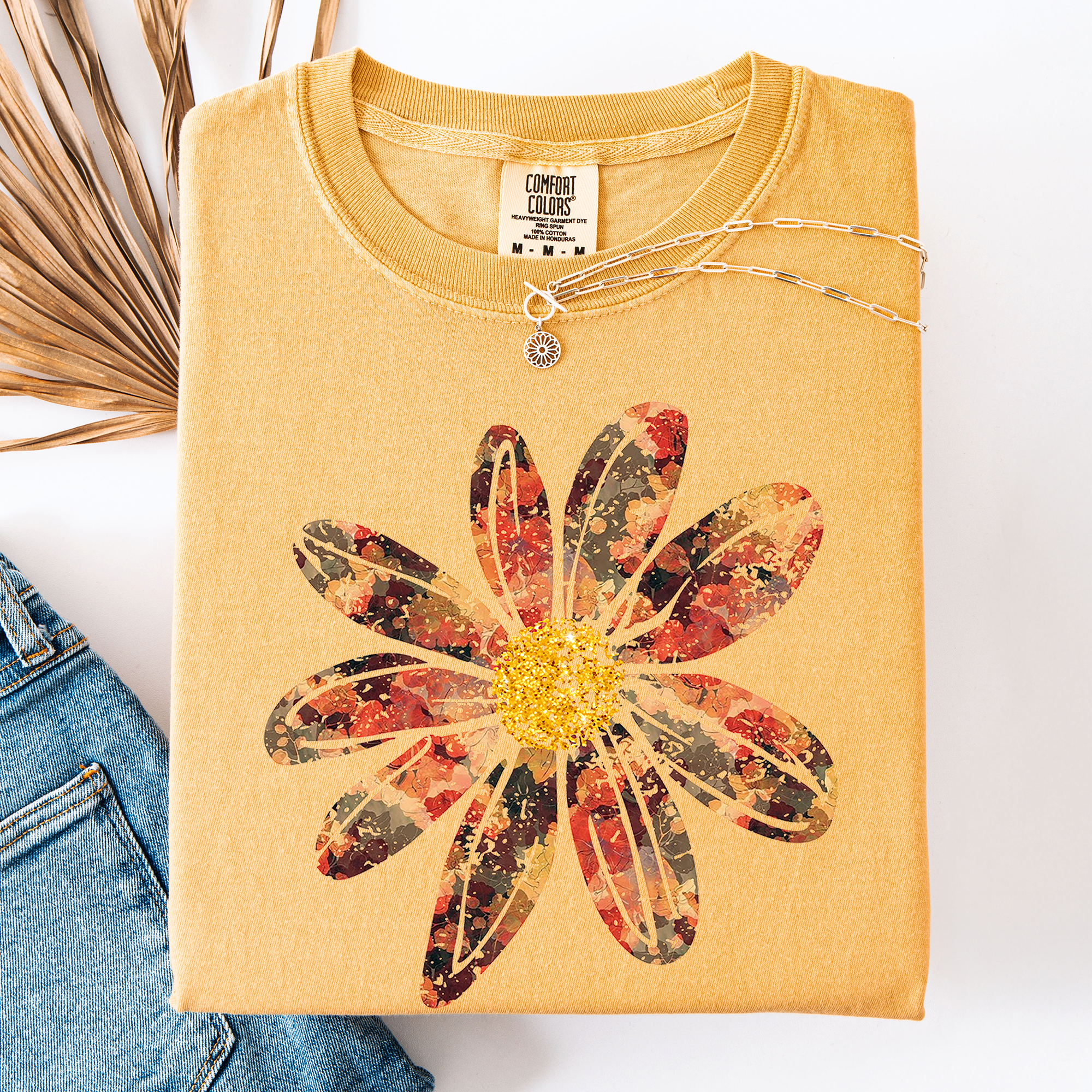 Autumn Flower, Beautiful Fall Floral, Comfort Colors T-Shirt