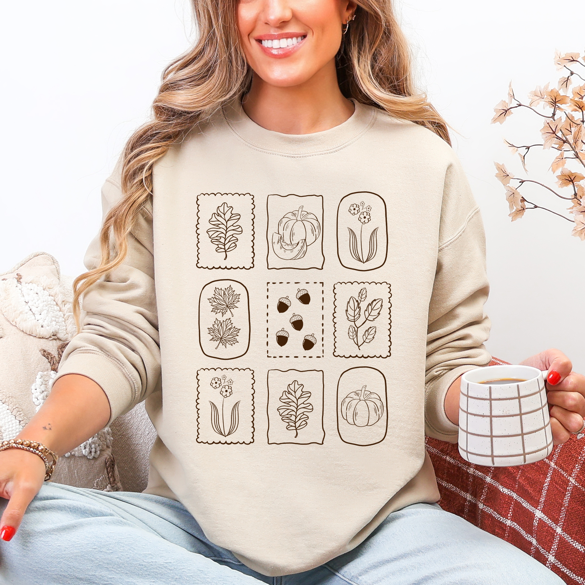 Autumn Flowers, Minimalist, Gorgeous, Fall, Pumpkin Sweatshirt