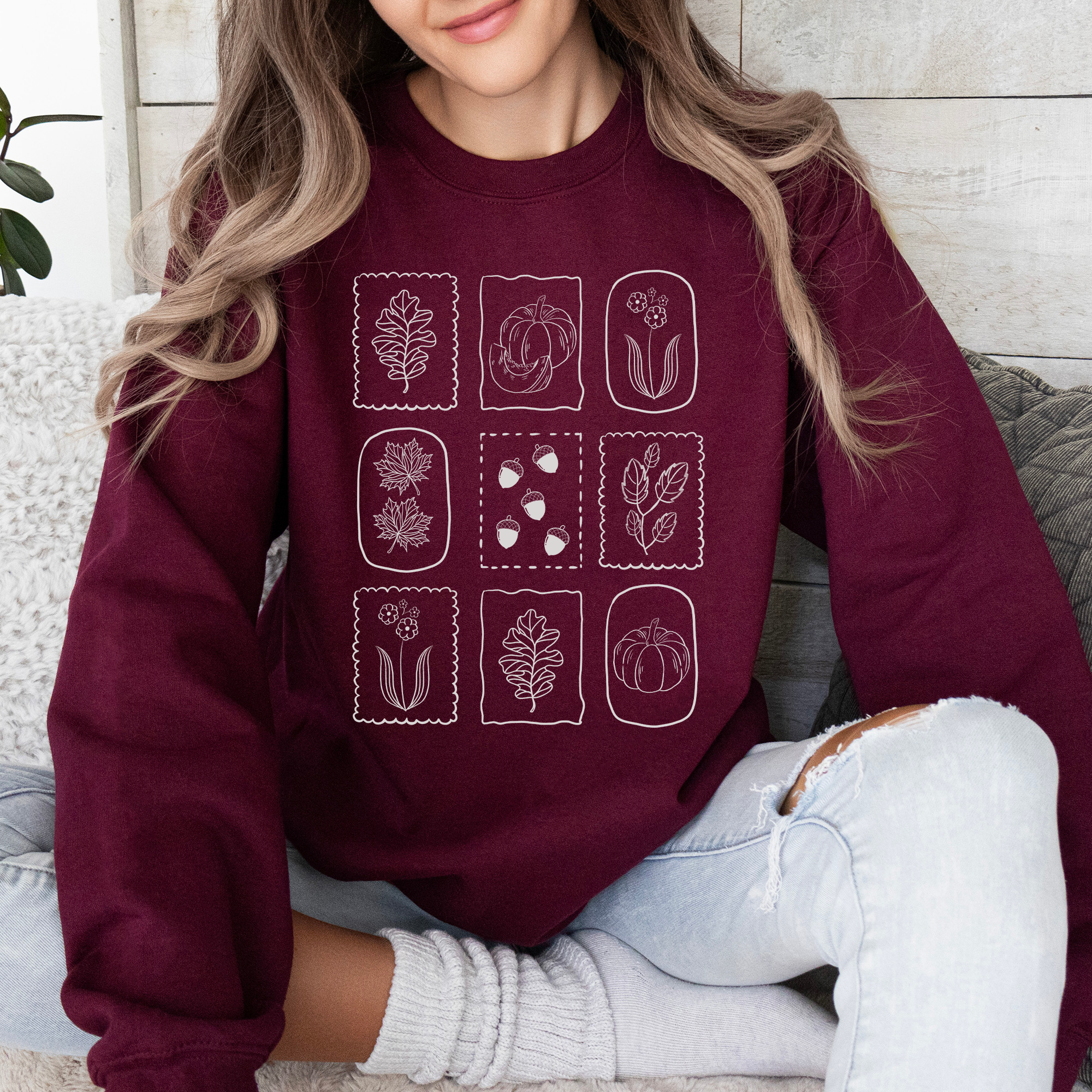 Autumn Flowers, Minimalist, Gorgeous, Fall, Pumpkin Sweatshirt