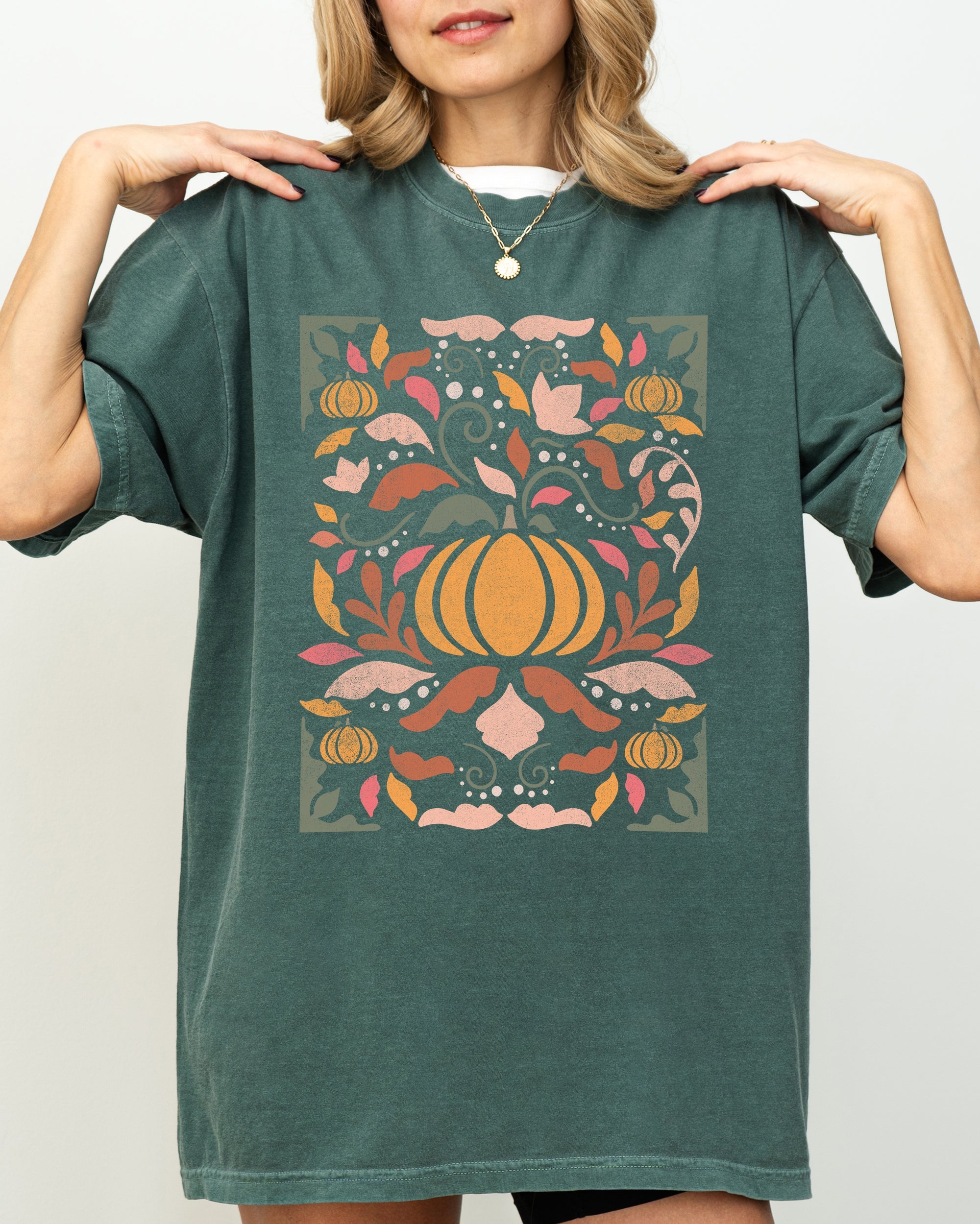 Autumn Folk Art Pumpkins, Simplicity, Fall, Thanksgiving, Halloween Shirt Comfort Colors T-Shirt