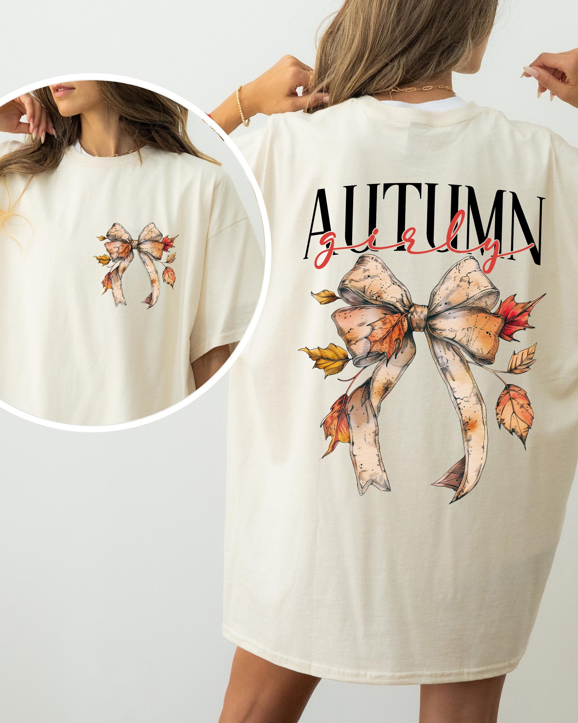 Autumn Girly, Fall, Leaves, Foliage, Pumpkin Spice Latte, Coffee, Thanksgiving Shirt Comfort Colors T-Shirt
