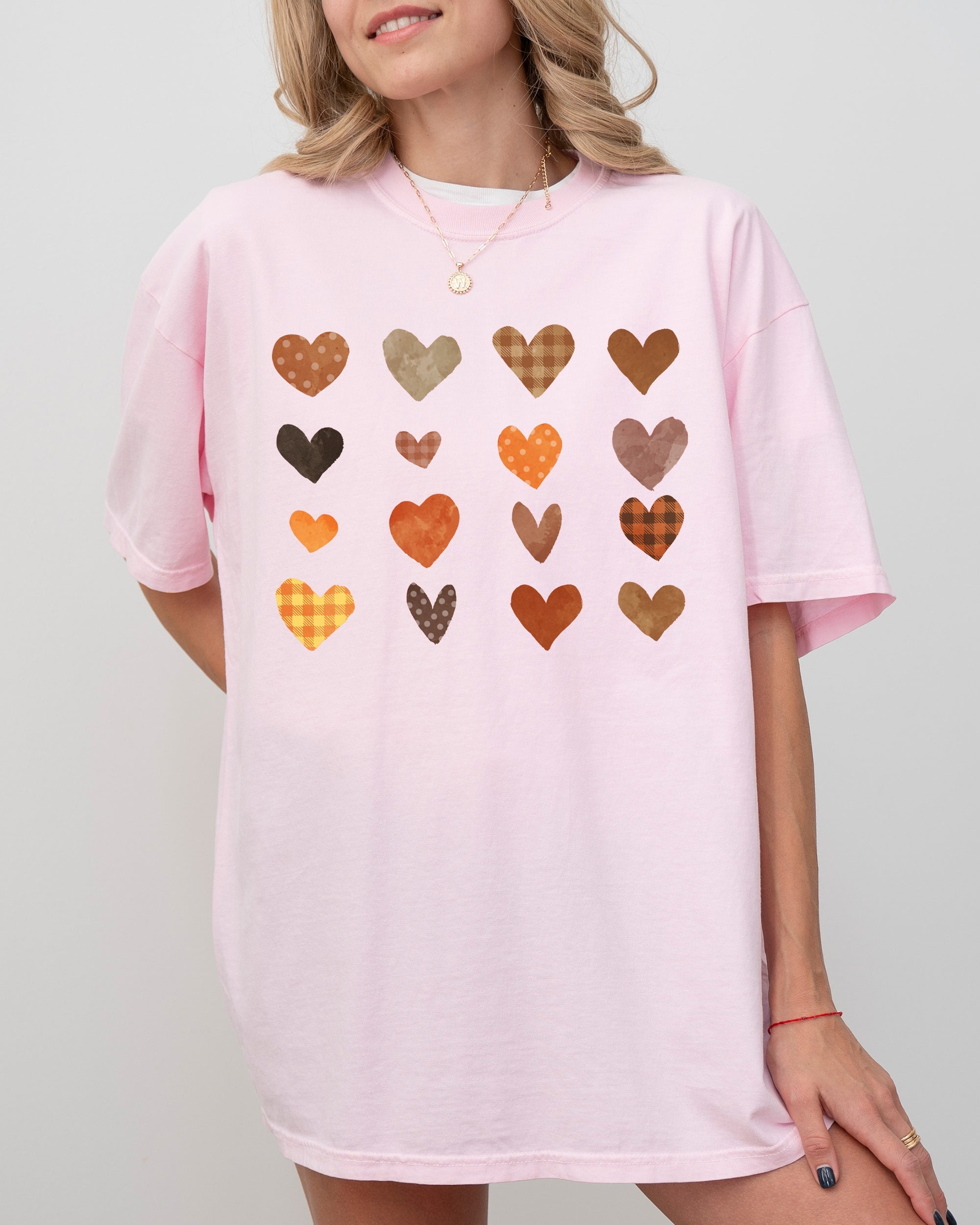 Autumn Hearts, Girly, Fall, Thanksgiving, Plaid Shirt Comfort Colors T-Shirt
