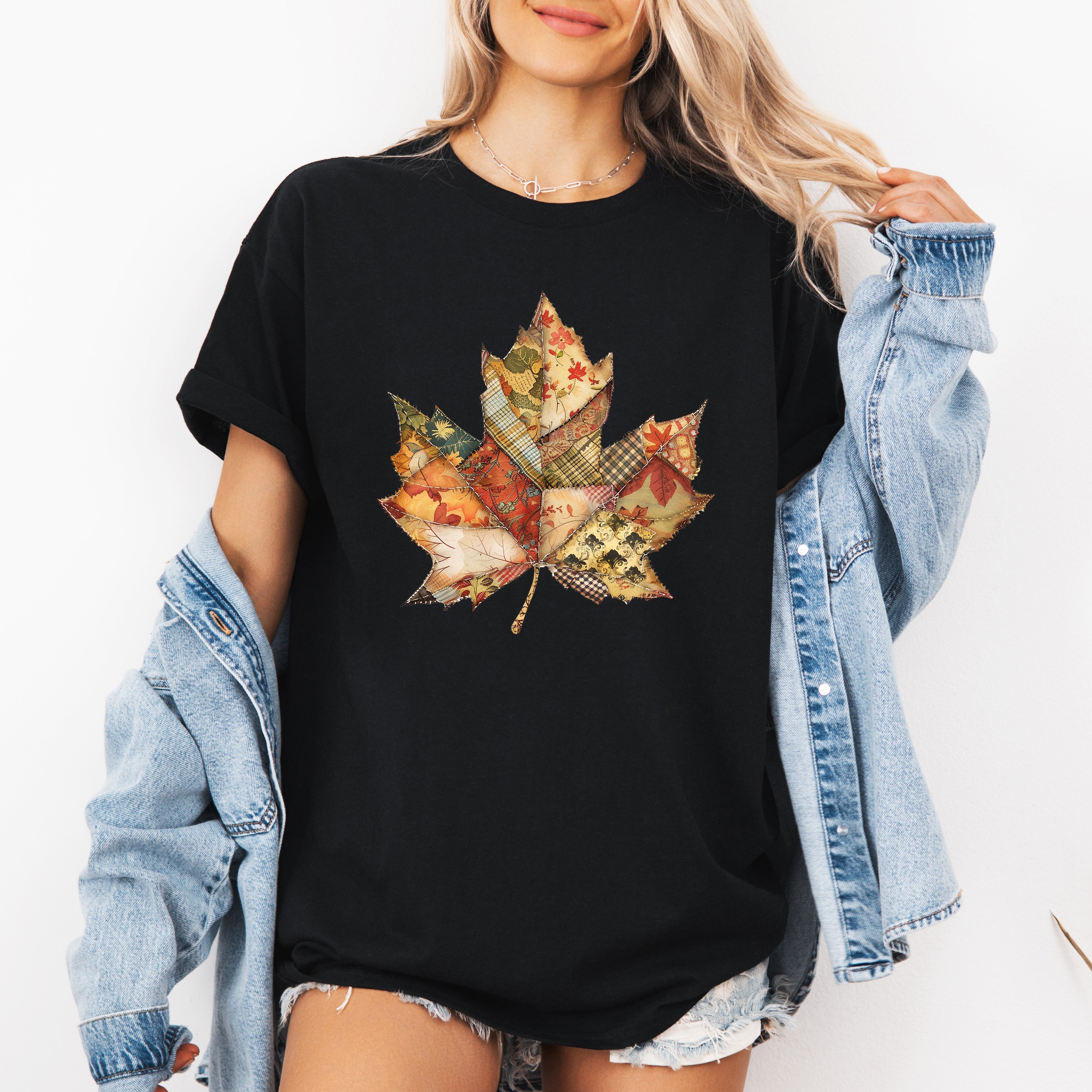 Autumn Leaf, Faux Quilt Leaves, Fall, Thanksgiving, Tshirt