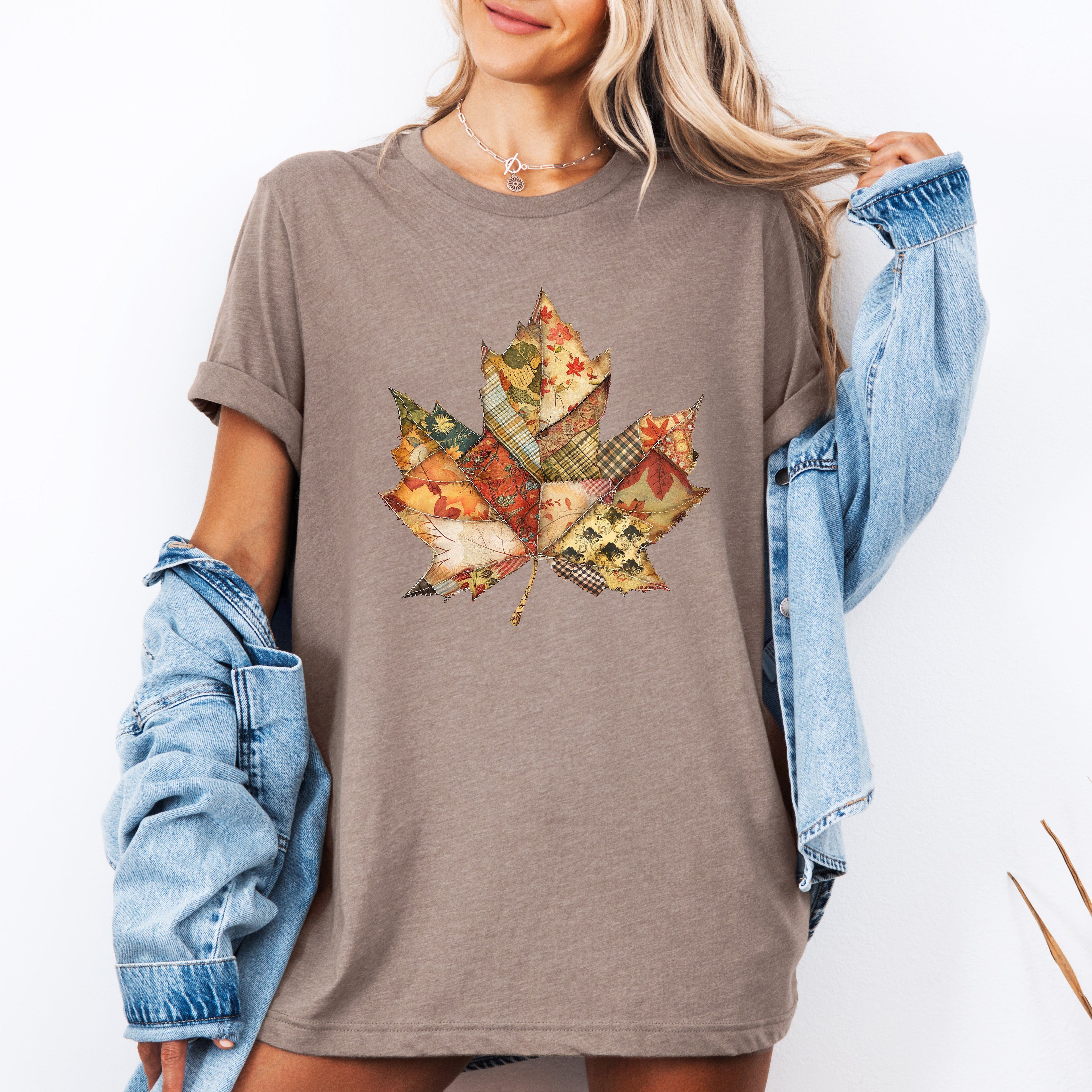 Autumn Leaf, Faux Quilt Leaves, Fall, Thanksgiving, Tshirt