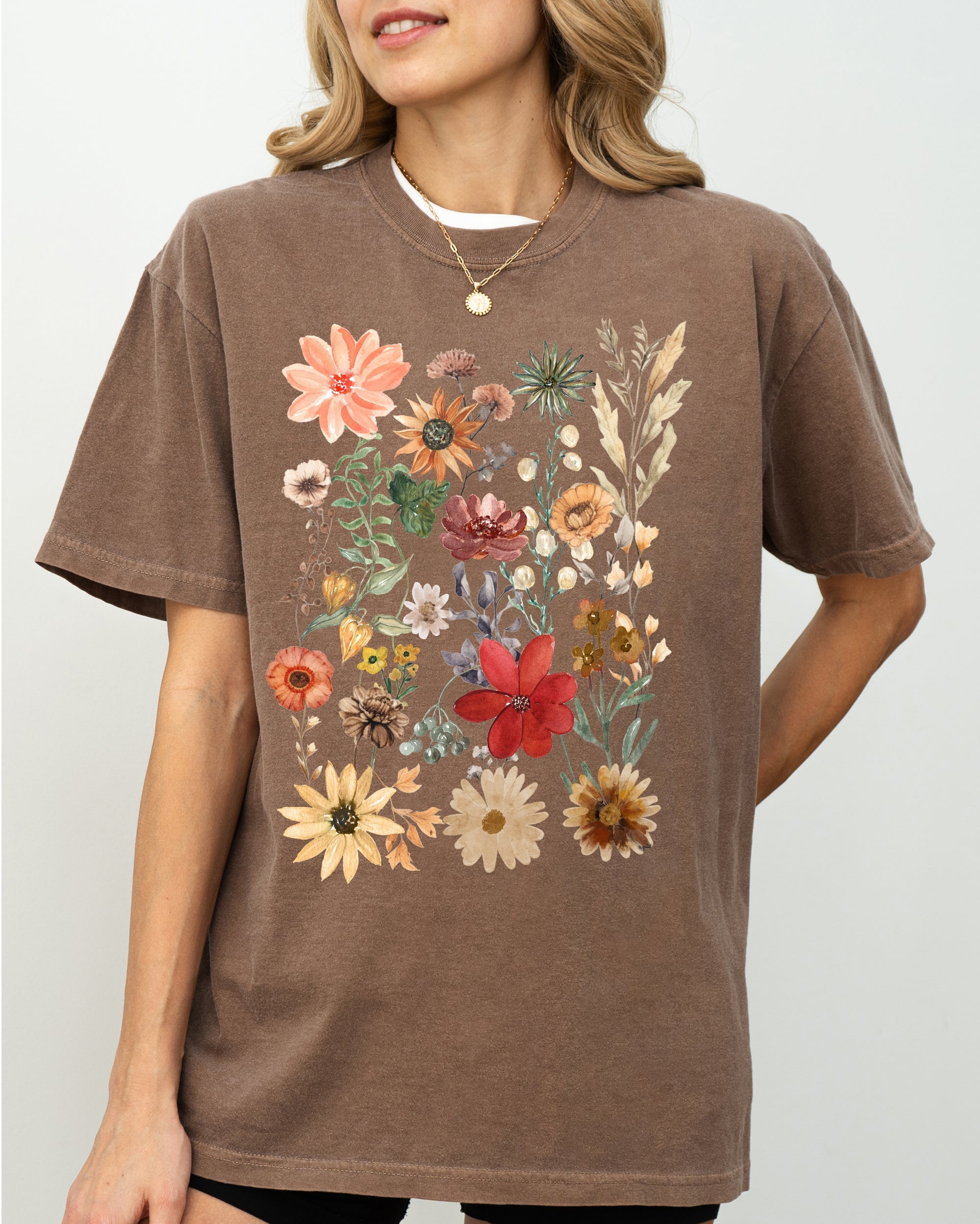 Autumn Pressed Flowers, Beautiful, Nature, Leaves, Botanical, Fall Shirt Comfort Colors T-Shirt