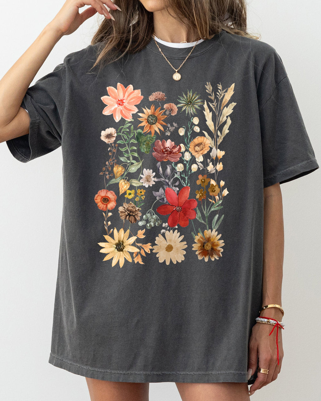 Autumn Pressed Flowers, Beautiful, Nature, Leaves, Botanical, Fall Shirt Comfort Colors T-Shirt