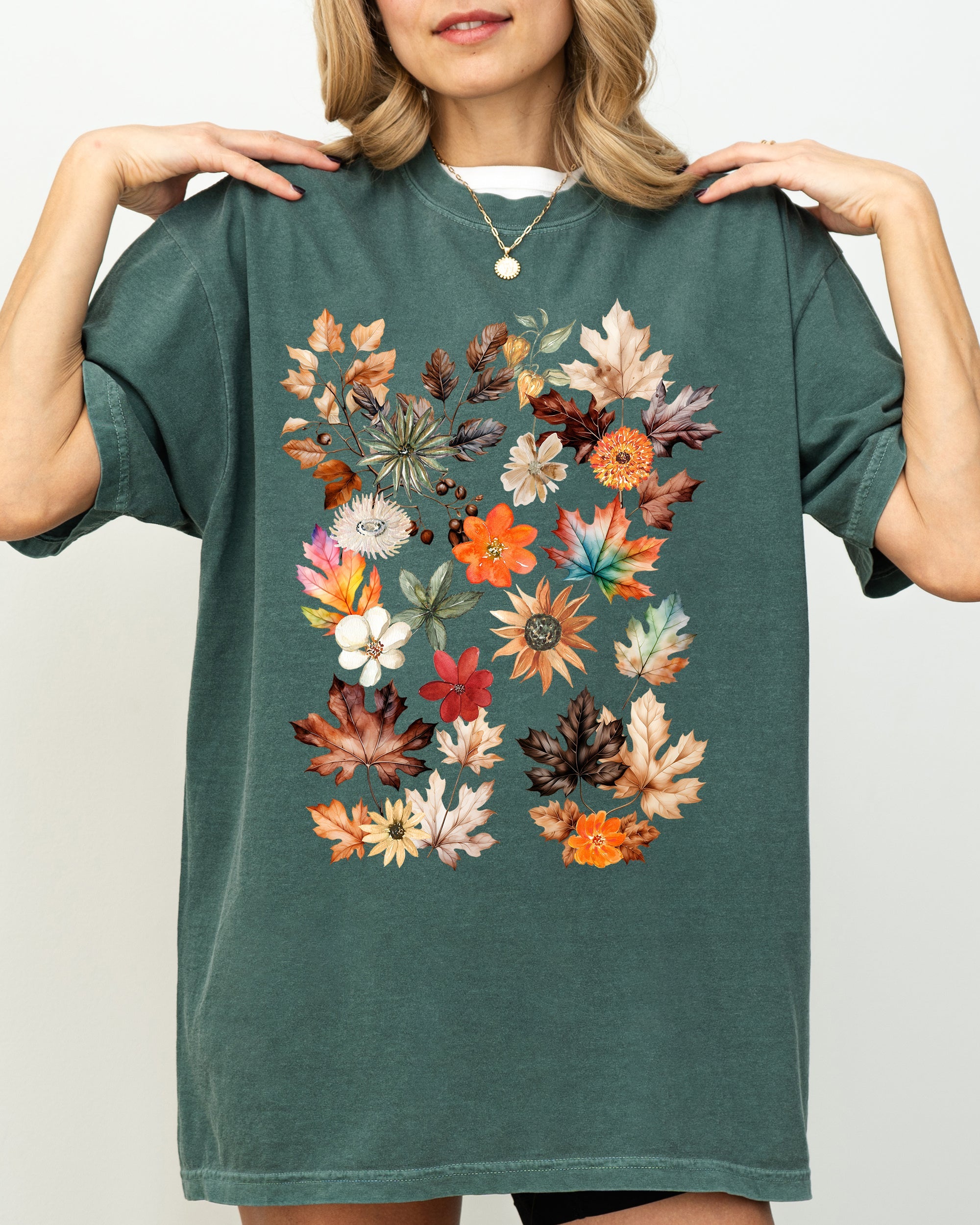 Autumn Pressed Leaves, Beautiful, Nature, Flowers, Botanical, Fall Shirt Comfort Colors T-Shirt