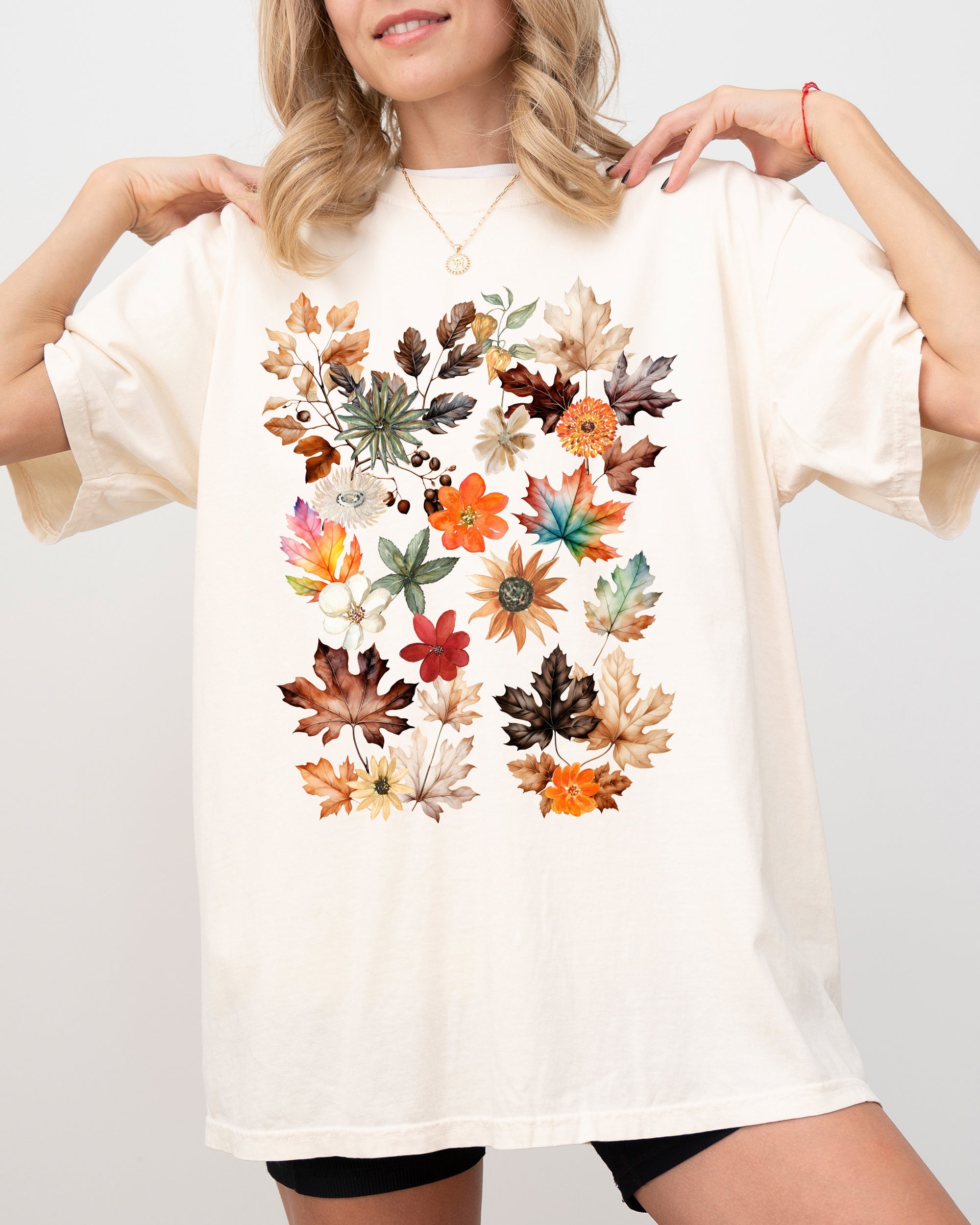 Autumn Pressed Leaves, Beautiful, Nature, Flowers, Botanical, Fall Shirt Comfort Colors T-Shirt